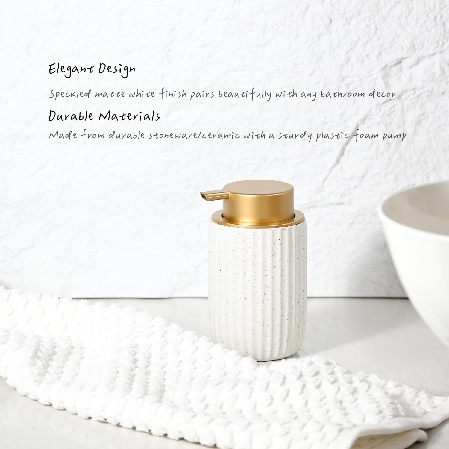 Dispensador de Jabón Espumoso YURI AERY Cerámica Blanca 360 ml