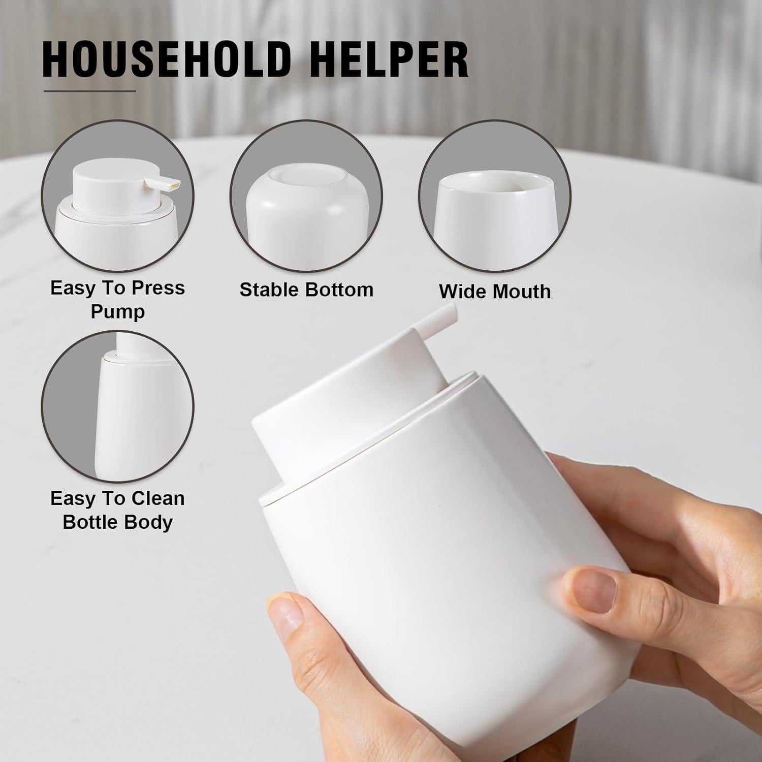 Dispensador de Jabón Espumoso Agyiuns Cerámica Blanca 354ml