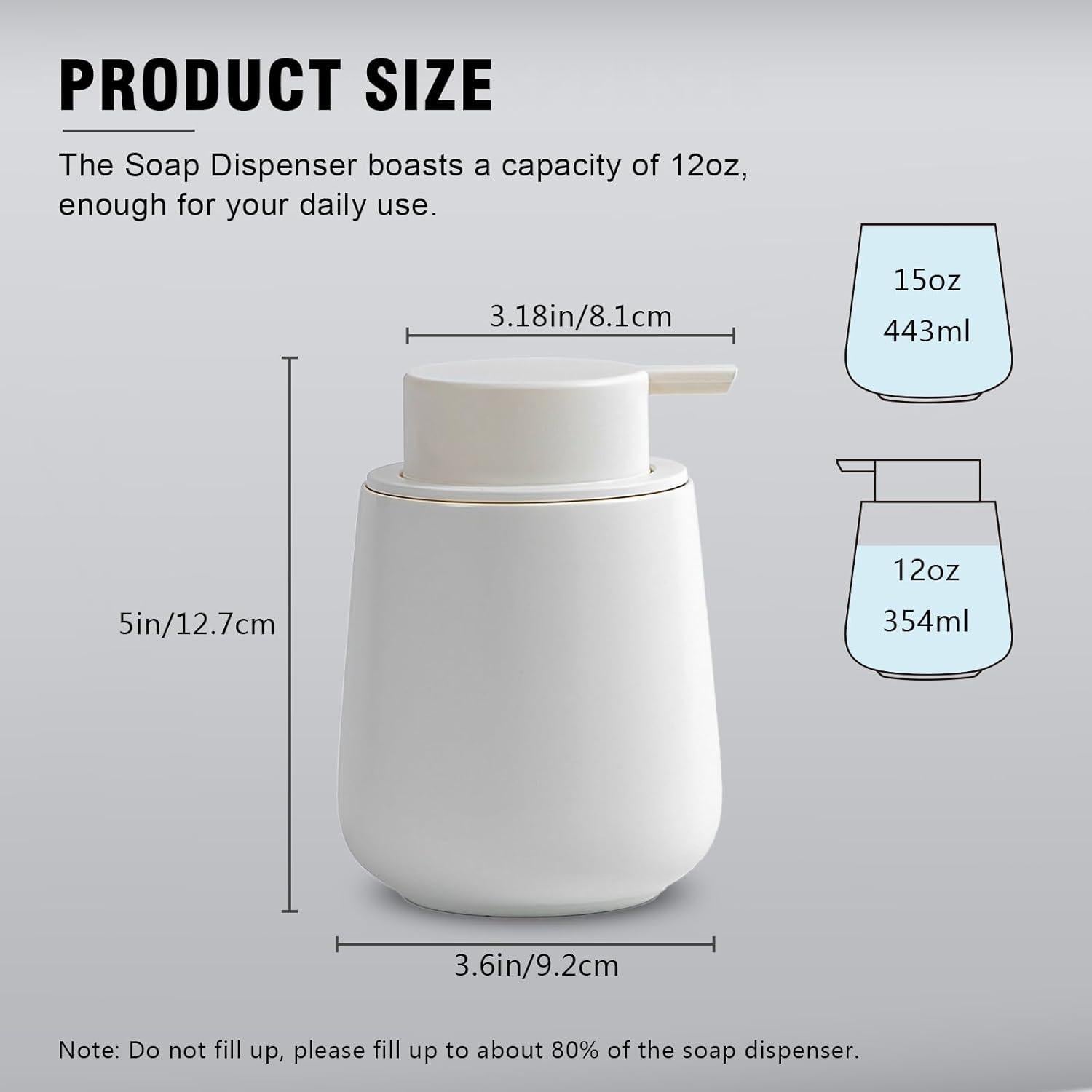 Dispensador de Jabón Espumoso Agyiuns Cerámica Blanca 354ml