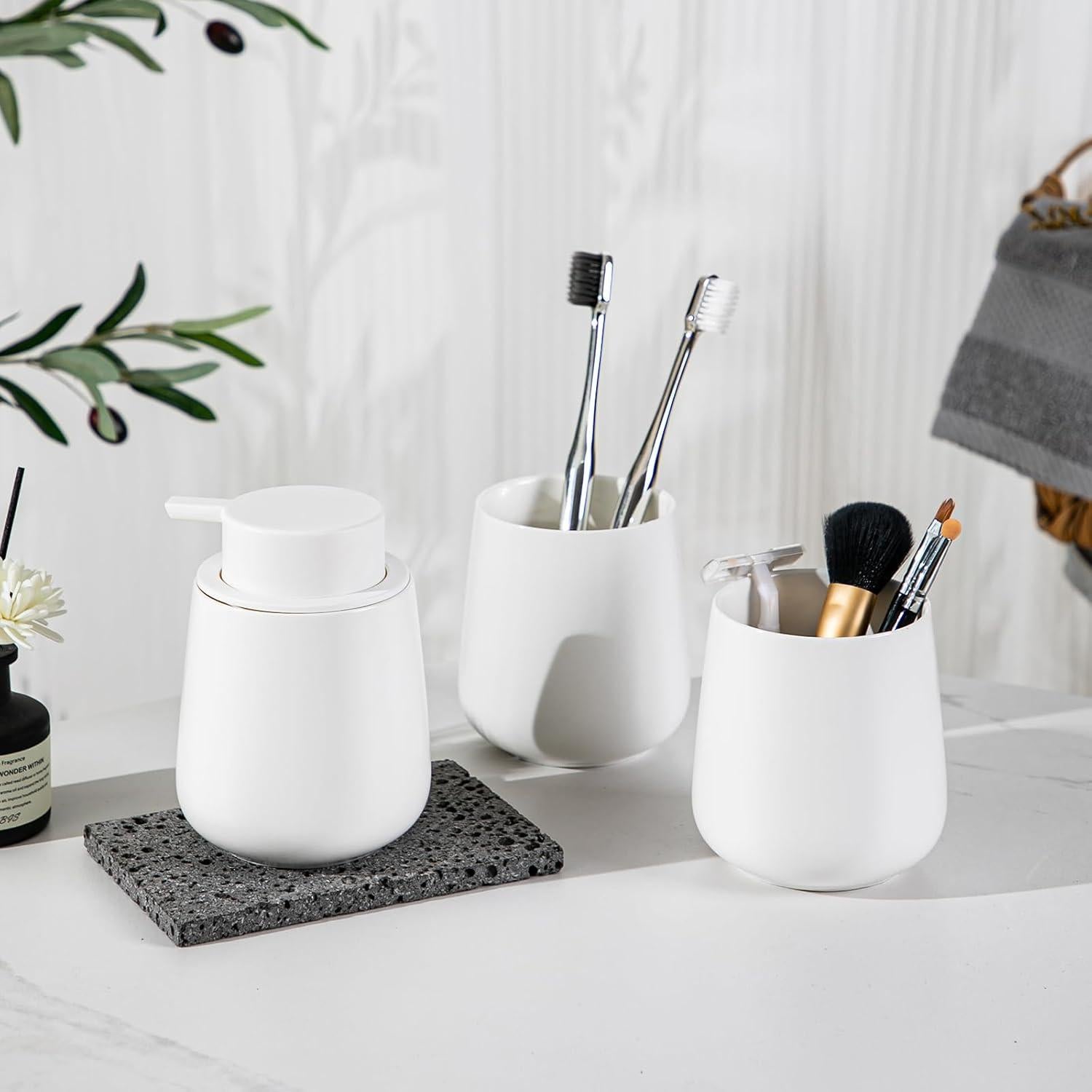 Dispensador de Jabón Espumoso Agyiuns Cerámica Blanca 354ml