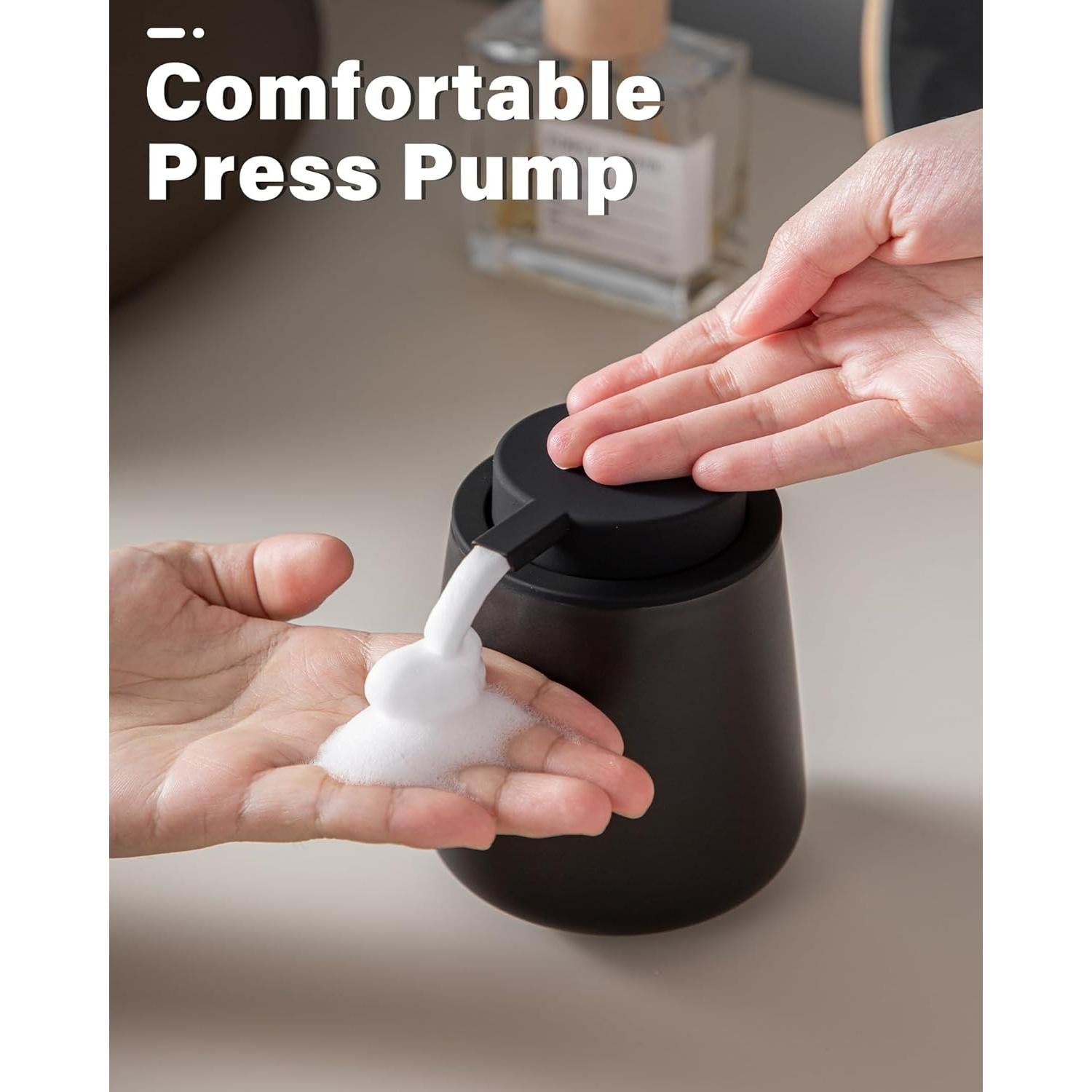 Dispensador de Jabón Espumoso Lareina Cerámica 354 ml Negro