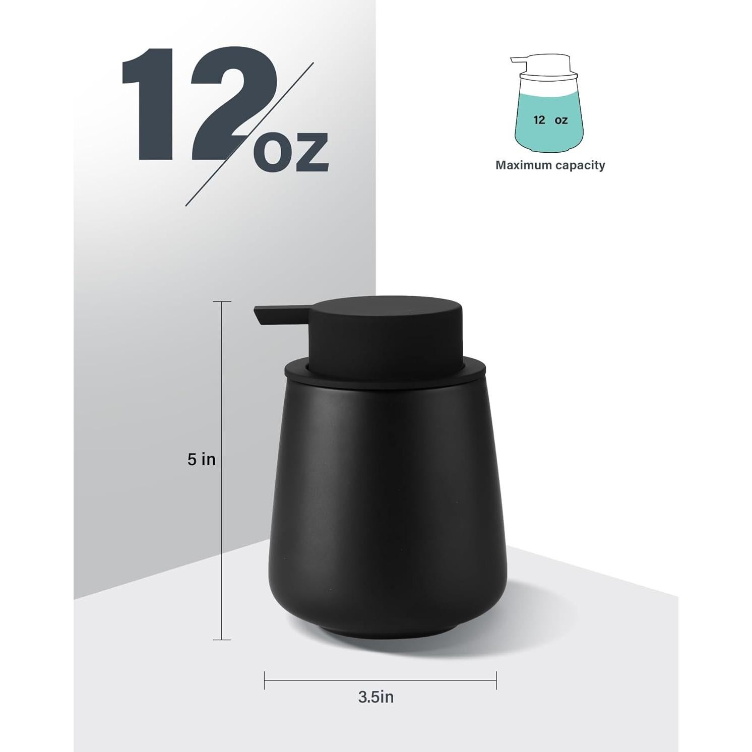 Dispensador de Jabón Espumoso Lareina Cerámica 354 ml Negro