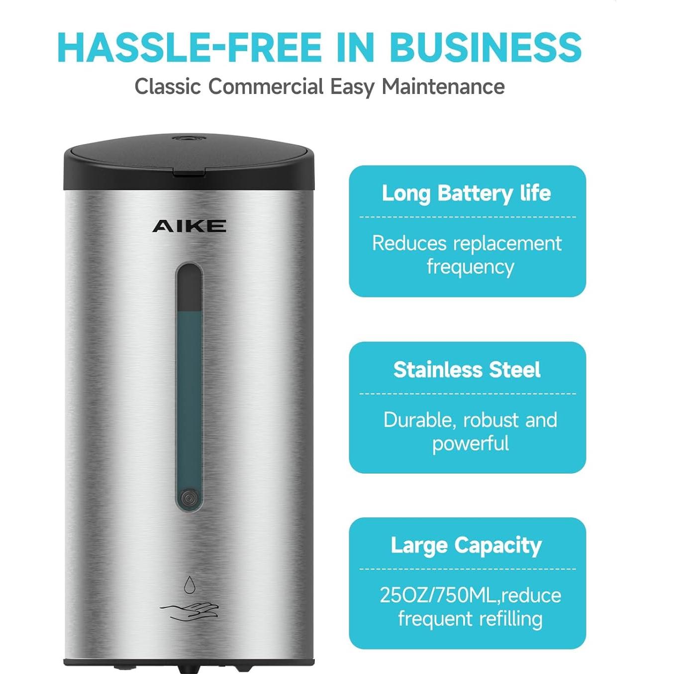 Dispensador de Jabón Automático AIKE AK1205 Acero Inoxidable 700ml