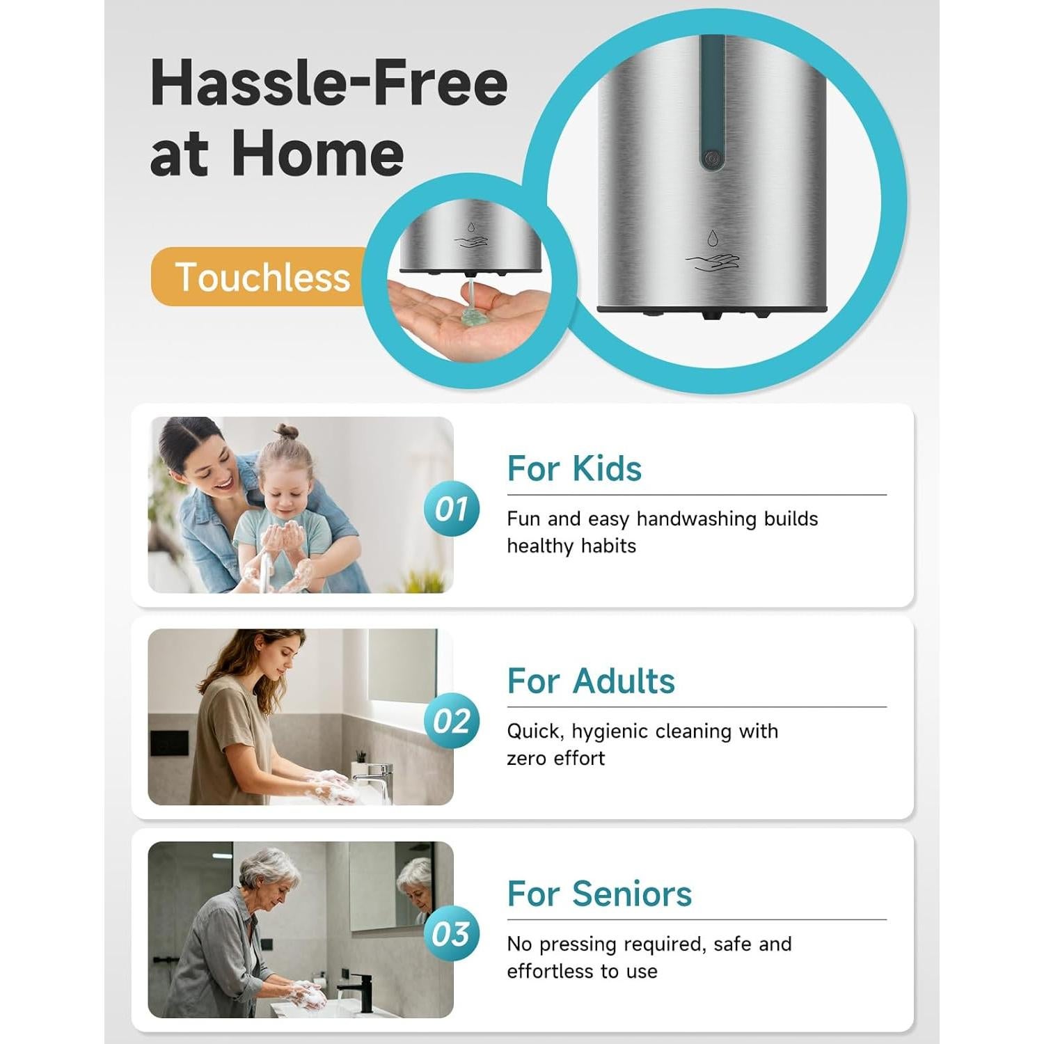 Dispensador de Jabón Automático AIKE AK1205 Acero Inoxidable 700ml