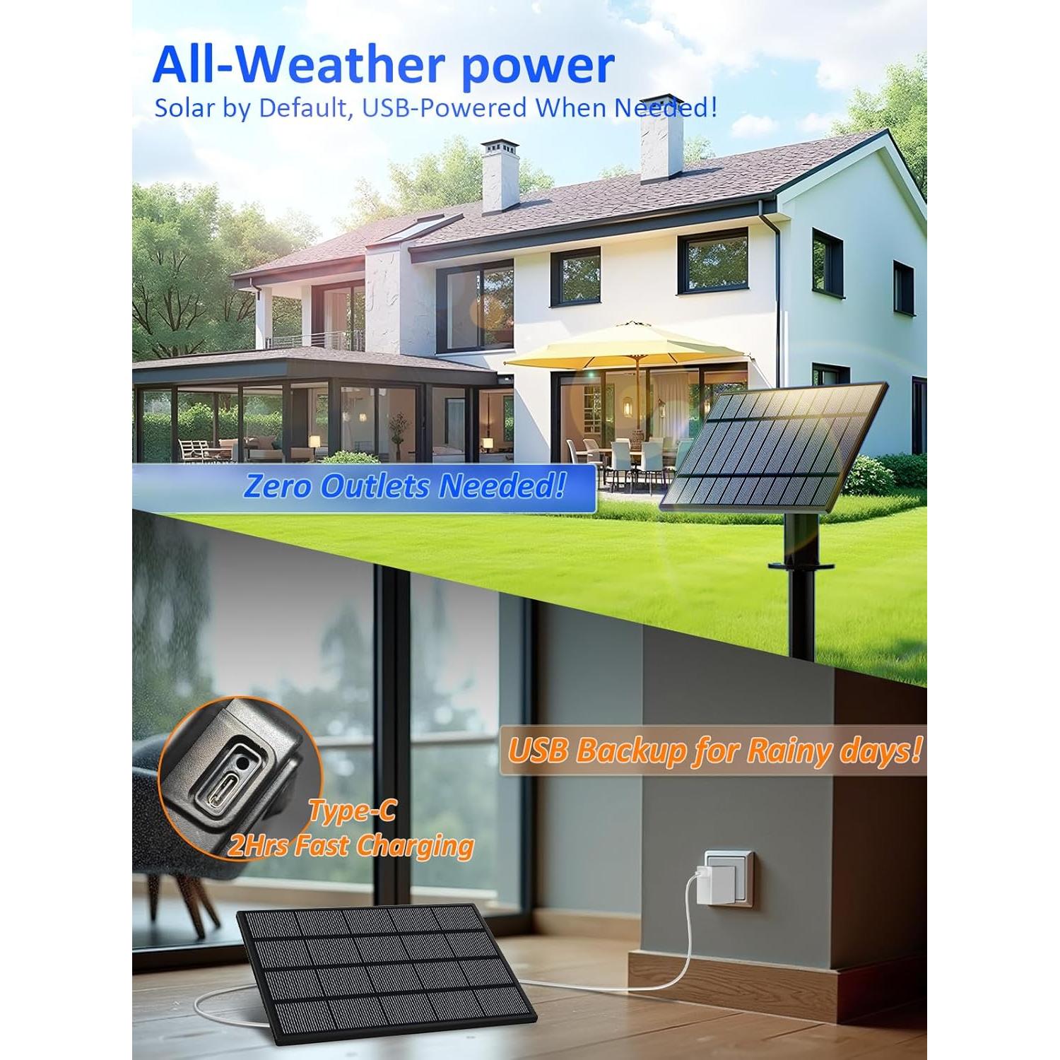 Luces de Cadena Solares Luckystyle 15.24m con 18 Bombillas LED