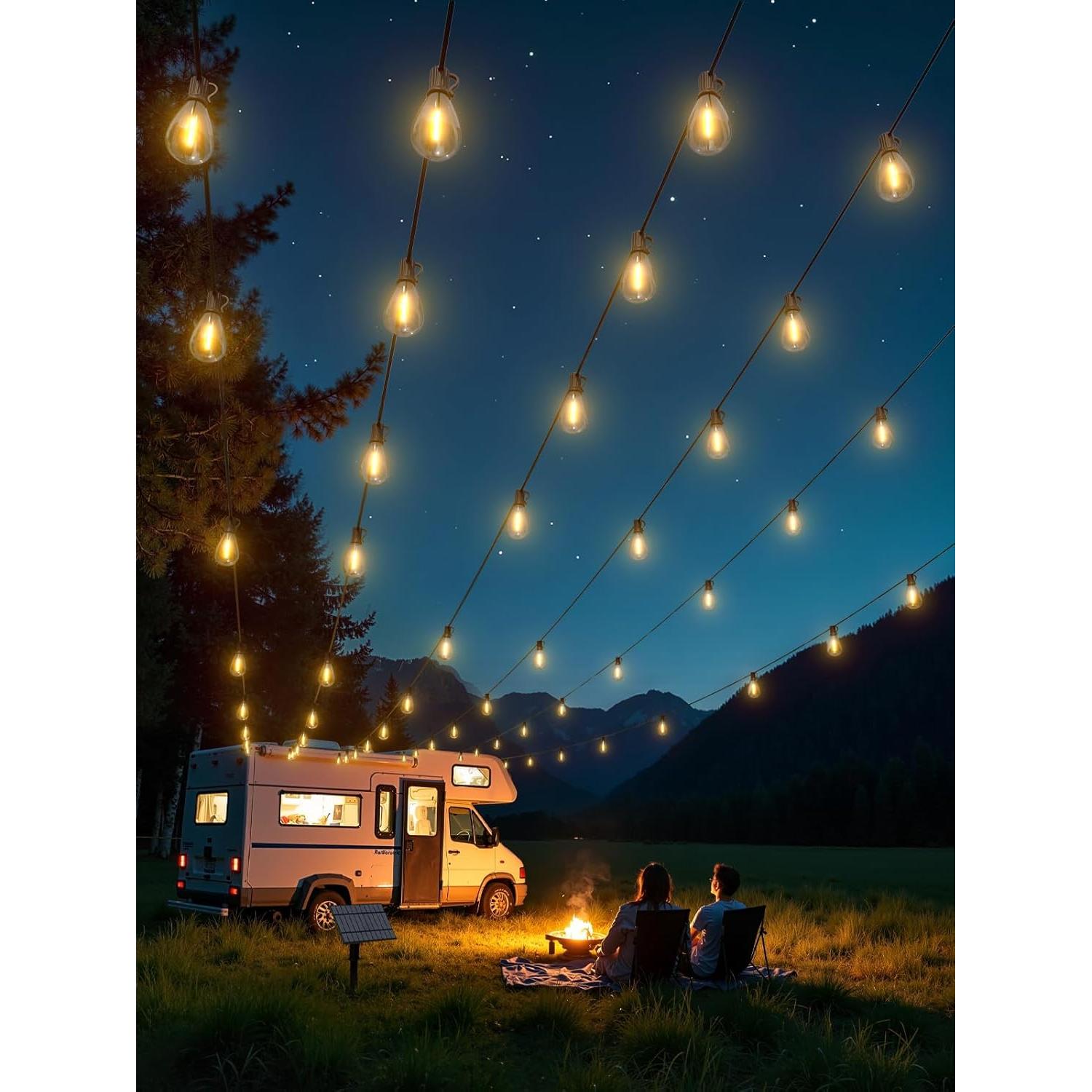 Luces de Cadena Solares Luckystyle 15.24m con 18 Bombillas LED