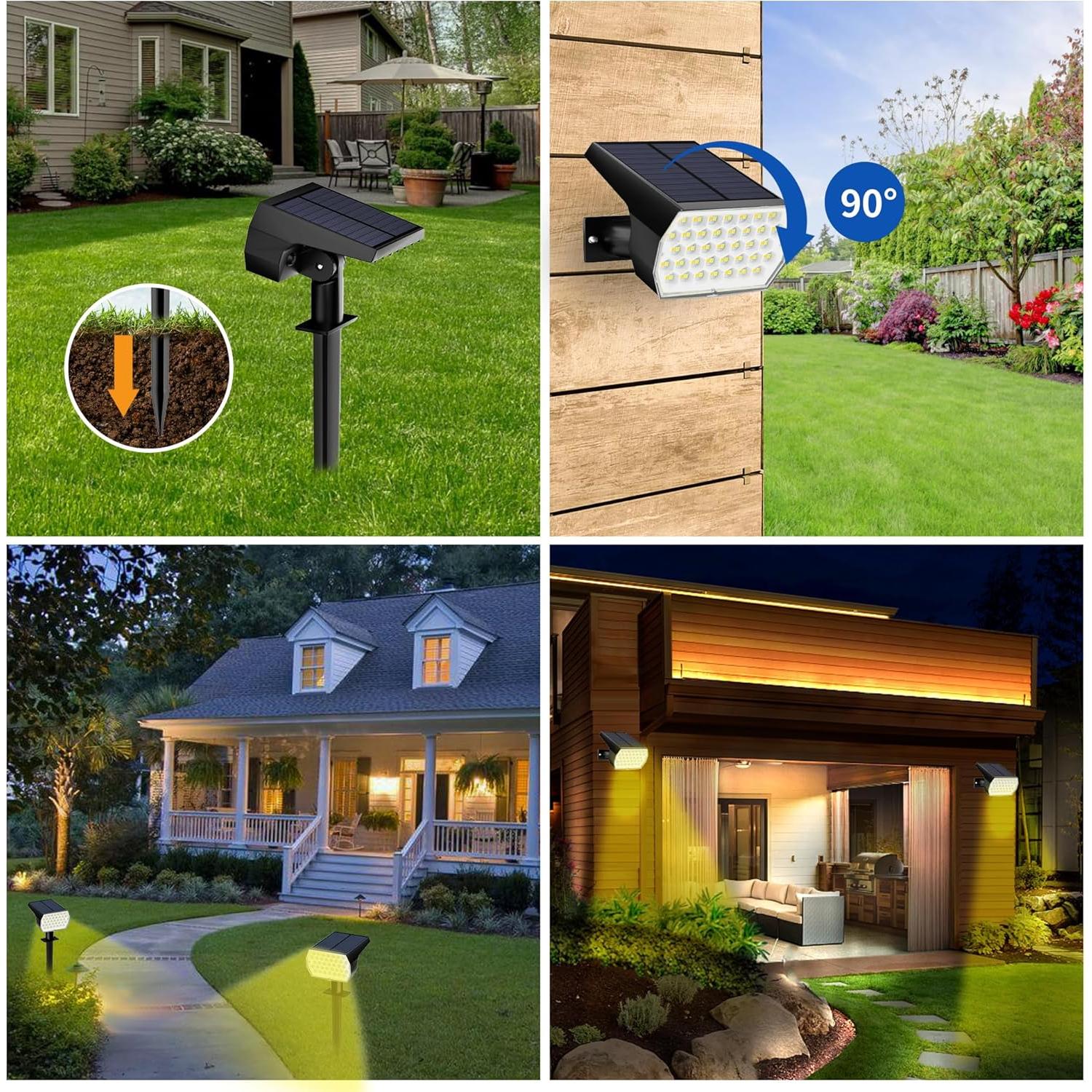 Luces Solares Ugecl 74 LED 3 Modos IP65 4PK para Jardín