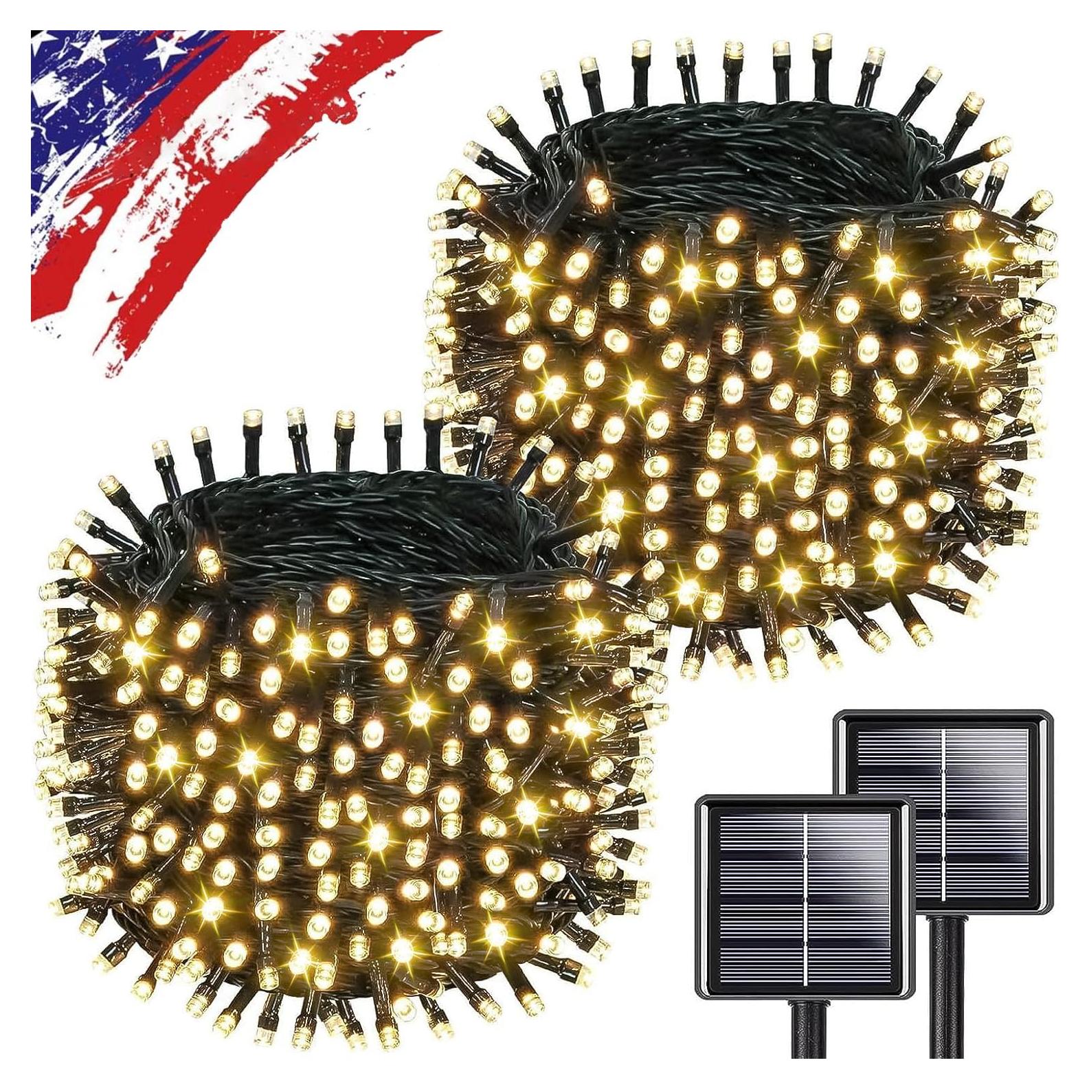 Luces de Cadena Solares 500LED Yuhuayang 54.86m IP65 8 Modos