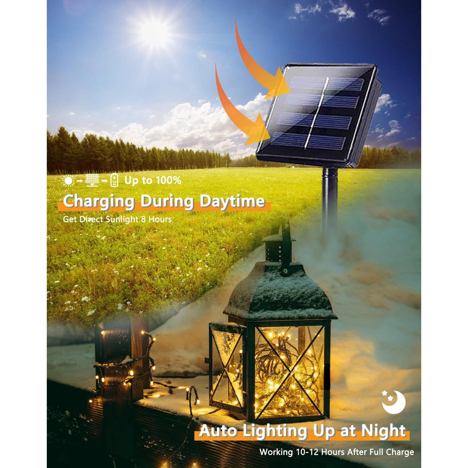 Luces de Cadena Solares 500LED Yuhuayang 54.86m IP65 8 Modos