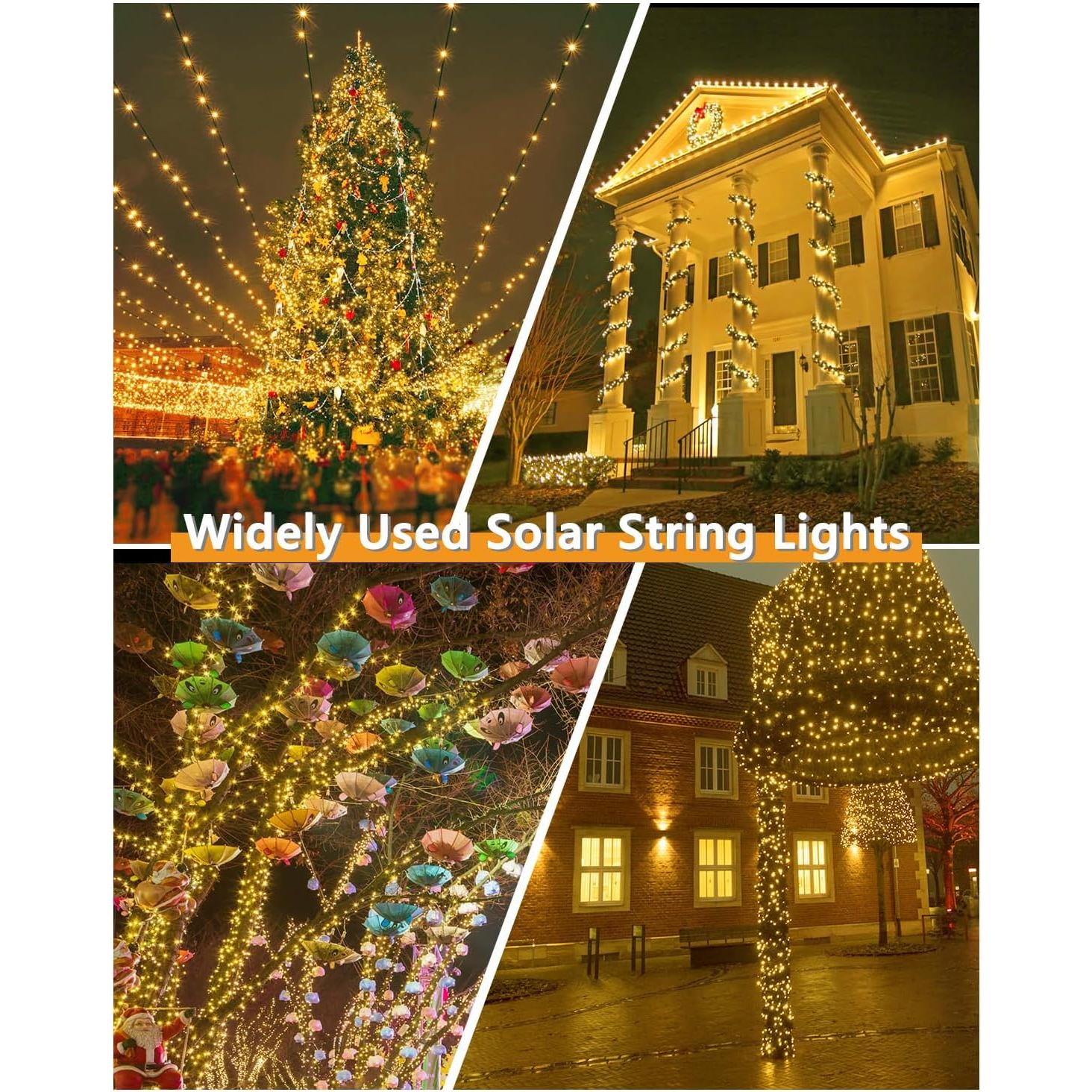 Luces de Cadena Solares 500LED Yuhuayang 54.86m IP65 8 Modos