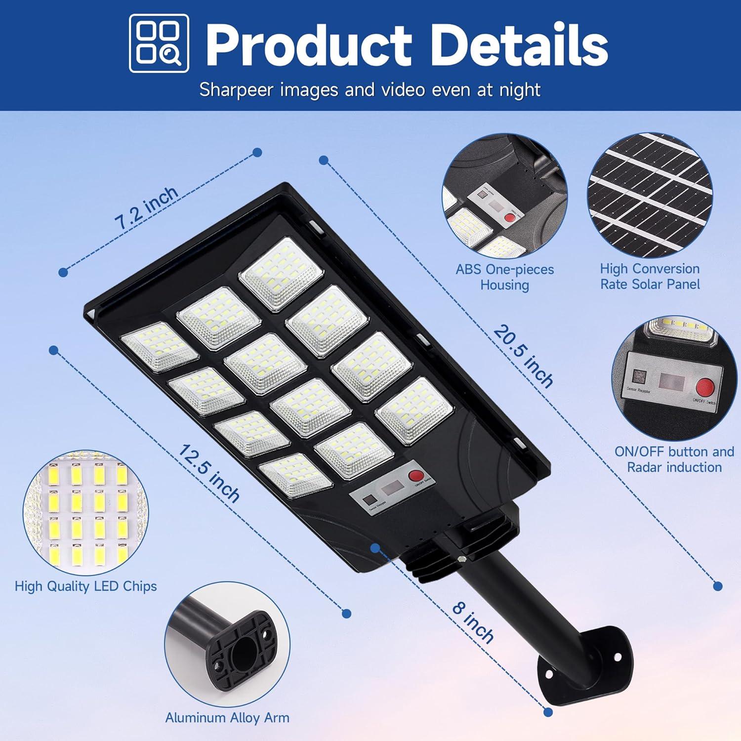 Luces Solares de Calle TFKK 6500K LED 2PCS Impermeables