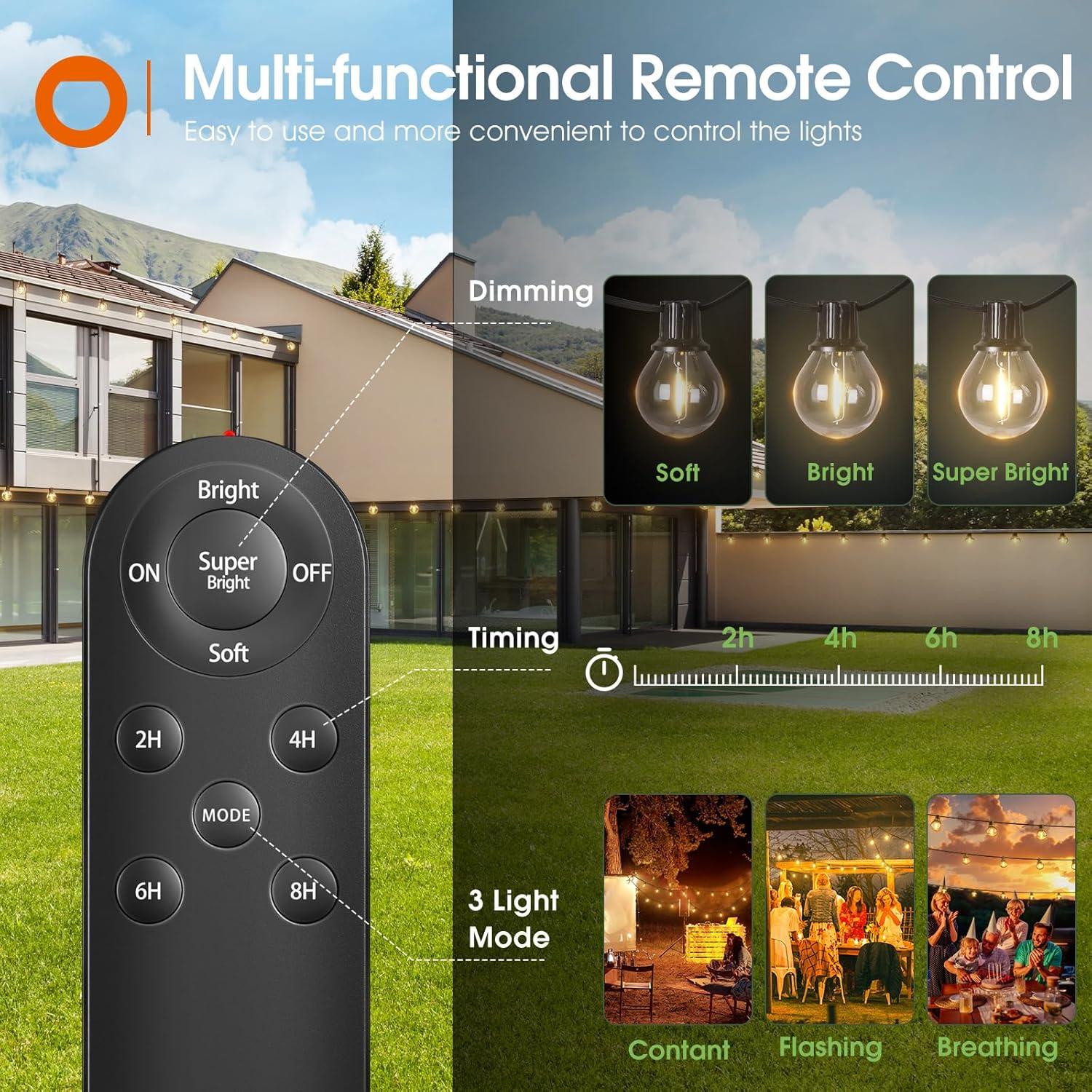 Luces de Cadena Solares addlon 15+1.83M con Control Remoto