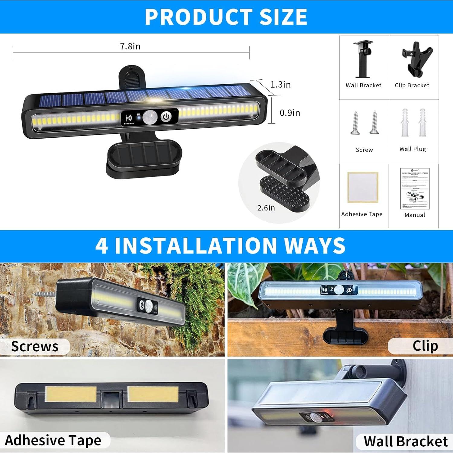 Luces Solares Clip On para Exterior 36 LEDs 6000K - Paquete de 2