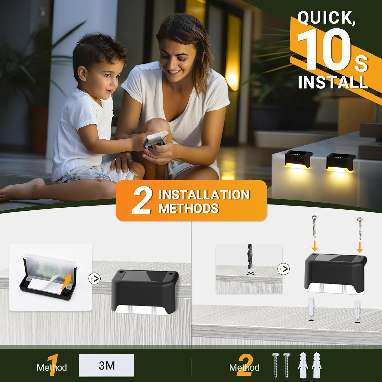 Luces de Escalera Solar PATIOWIN 12 Piezas Impermeables LED