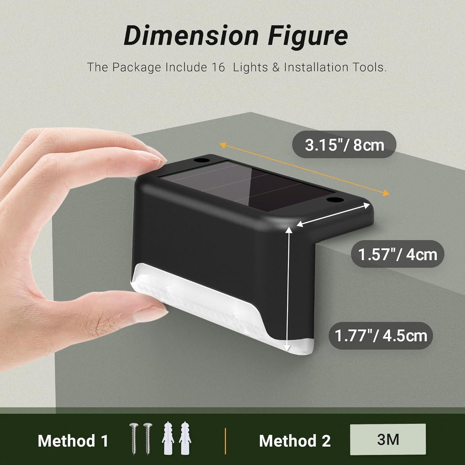 Luces de Escalera Solar PATIOWIN 12 Piezas Impermeables LED