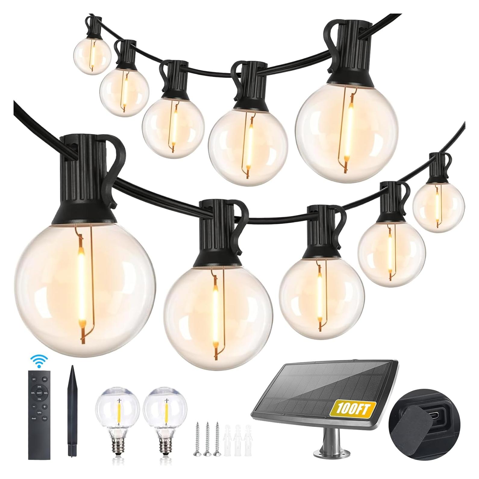 Luces de Cadena Solares 30 Bombillas LED Yusist 100FT