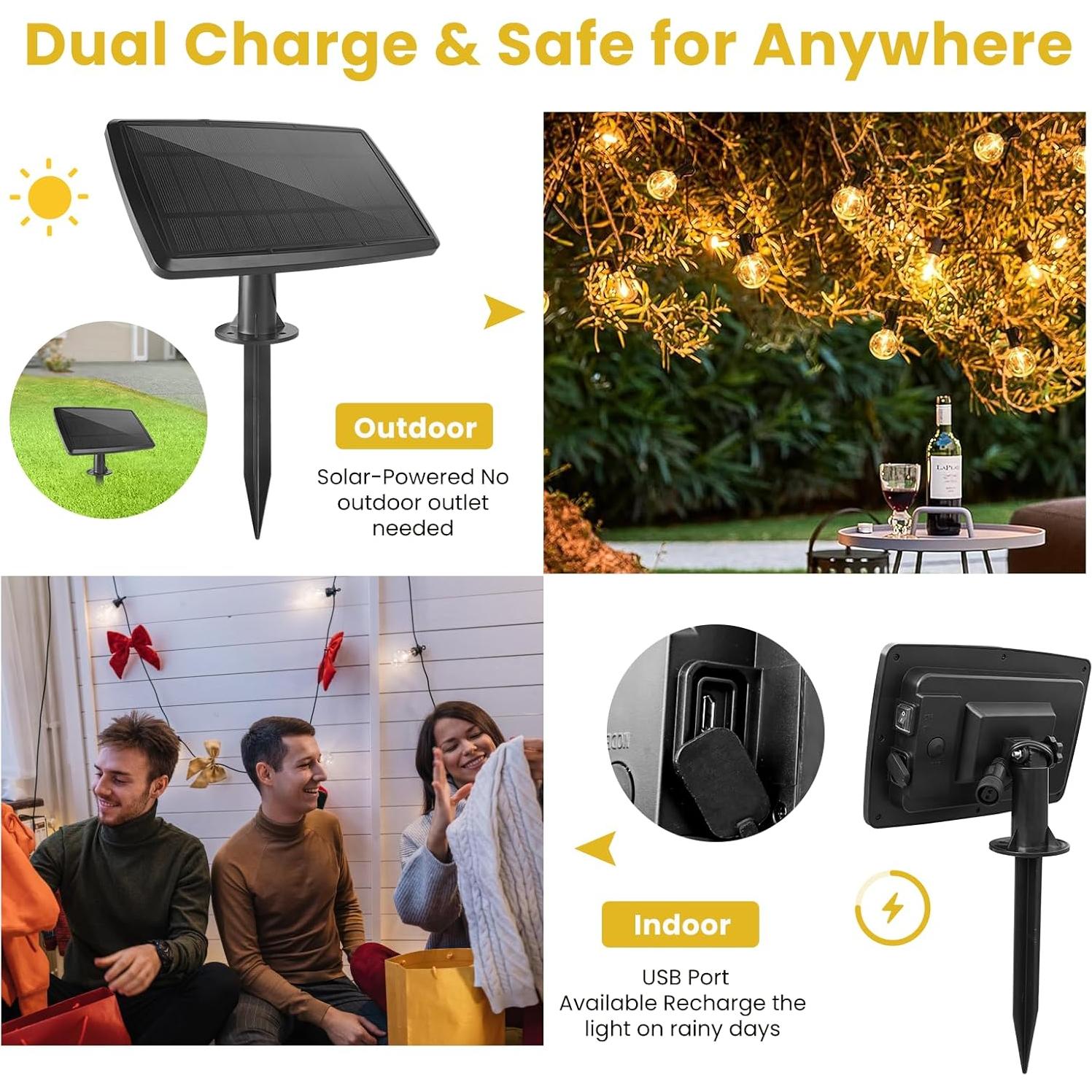 Luces de Cadena Solares 30 Bombillas LED Yusist 100FT