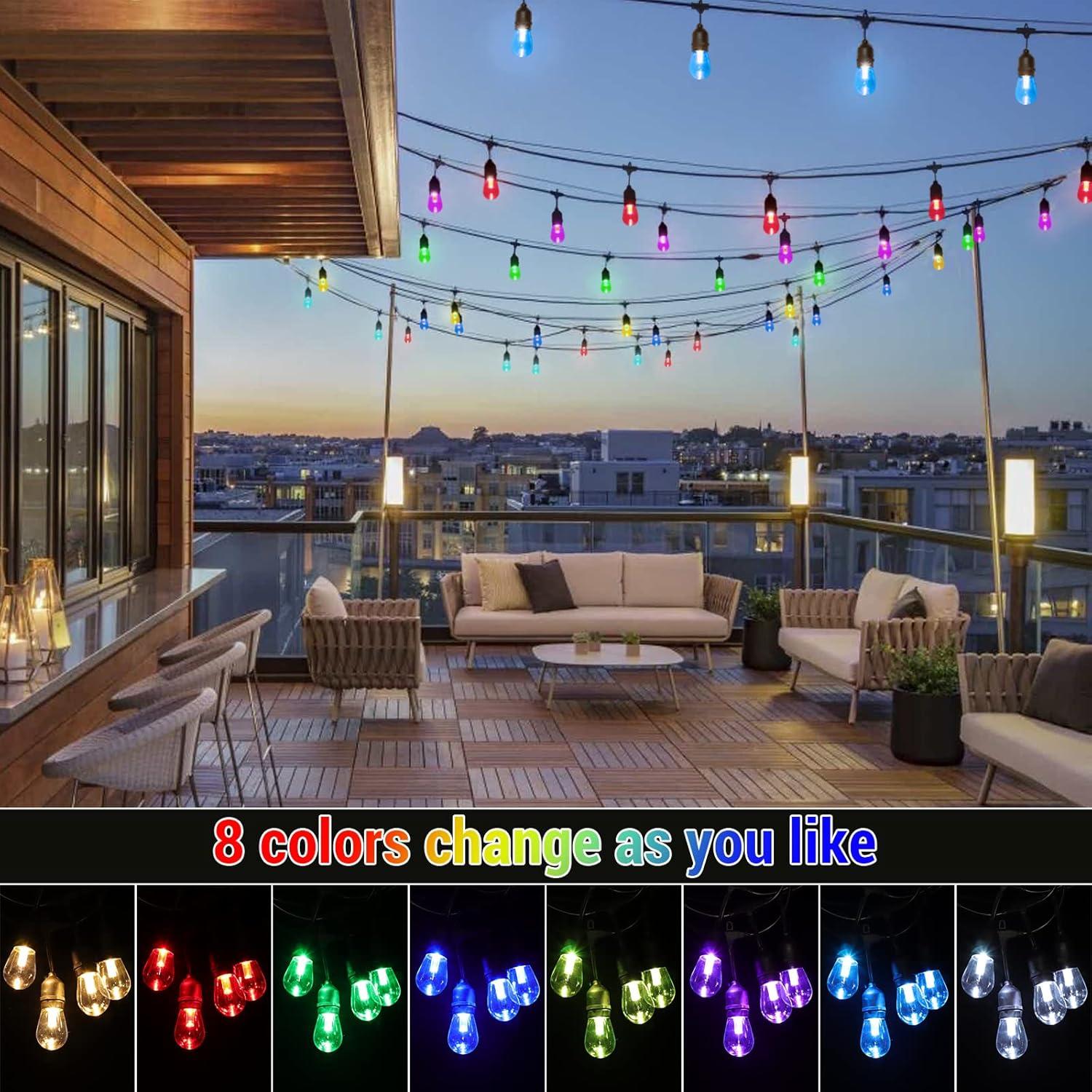 Luces de Cadena Solares RGB WENFENG 48FT 15 Bombillas LED
