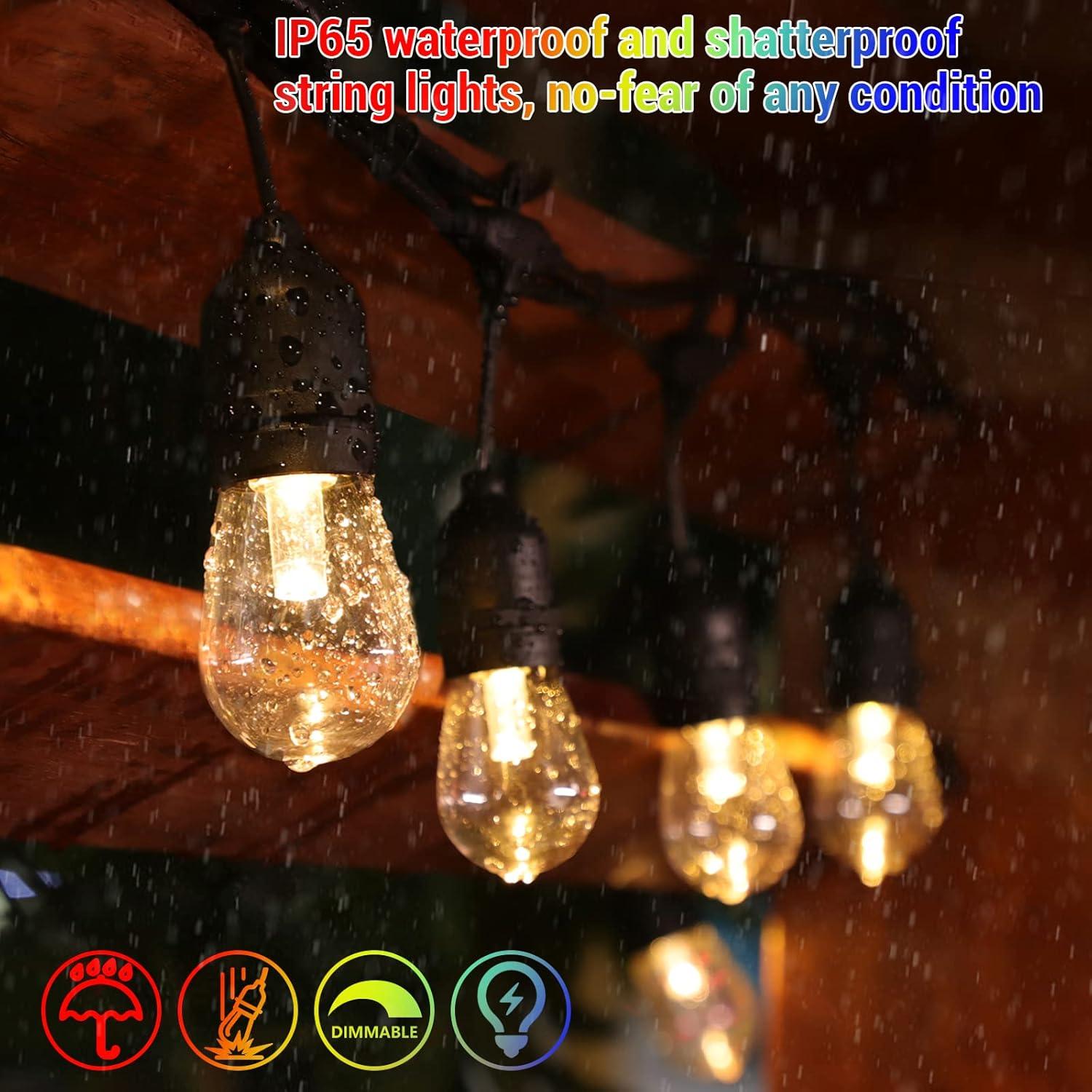 Luces de Cadena Solares RGB WENFENG 48FT 15 Bombillas LED