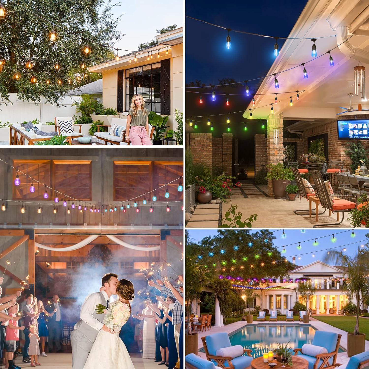 Luces de Cadena Solares RGB WENFENG 48FT 15 Bombillas LED