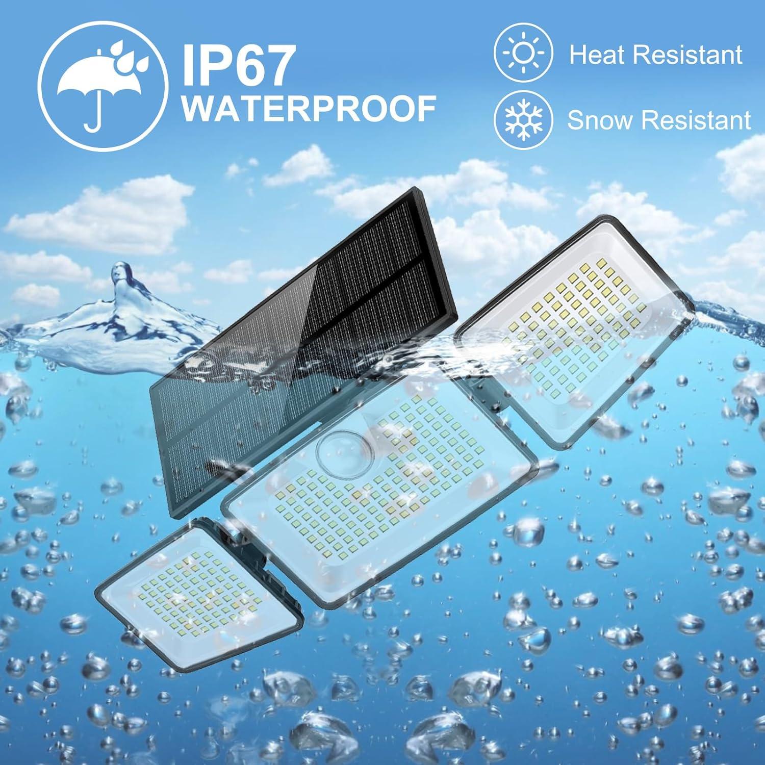 Luces Solares Exteriores Daphino 2500LM 3 Cabezas IP67