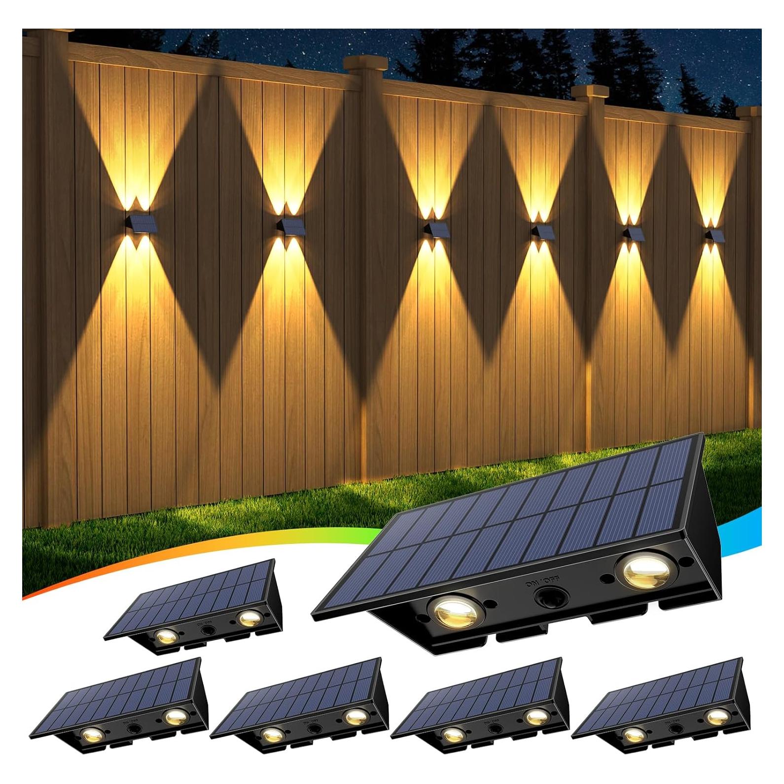 Luces Solares para Cercas UGDLUCK, Paquete de 6, 100 Lúmenes