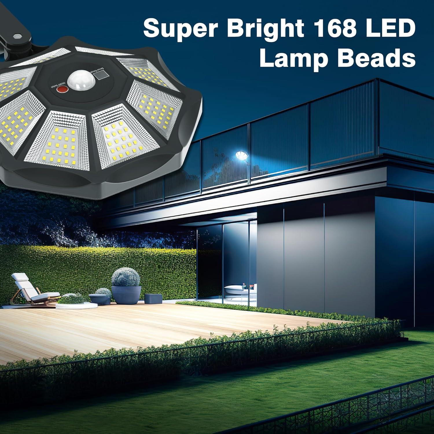 Luces Solares Exteriores OKPRO 168LED 6500K IP66 2 Piezas