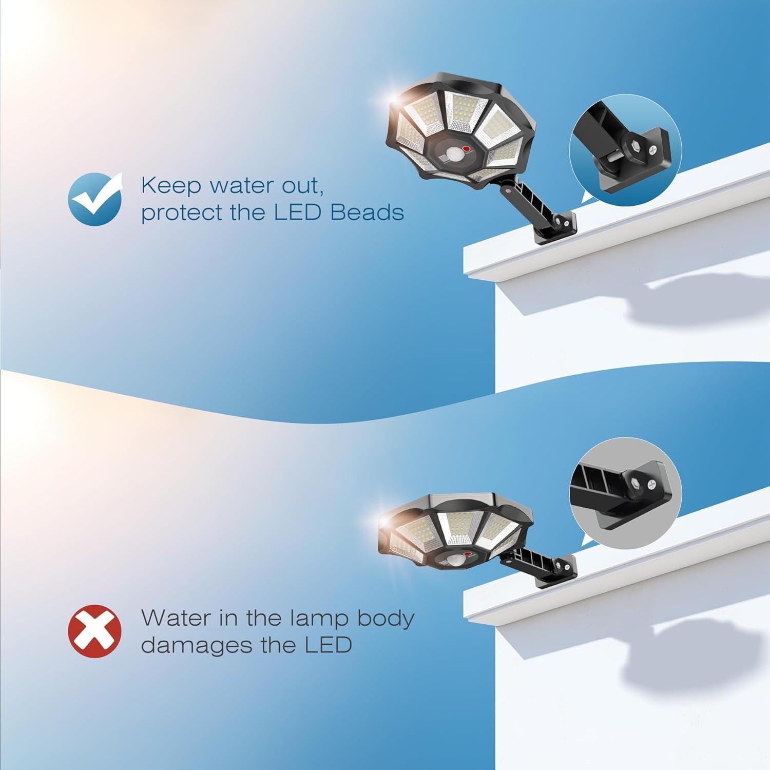 Luces Solares Exteriores OKPRO 168LED 6500K IP66 2 Piezas