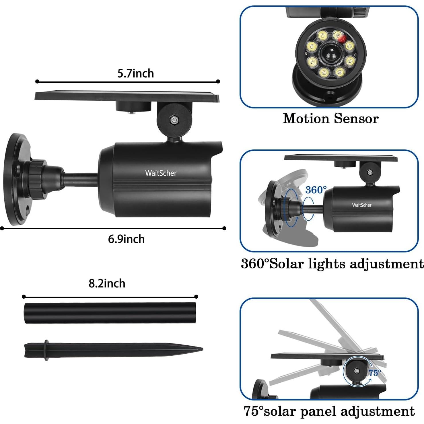 Luces Solares Exteriores WaitScher 1200 Lúmenes IP67 con Sensor