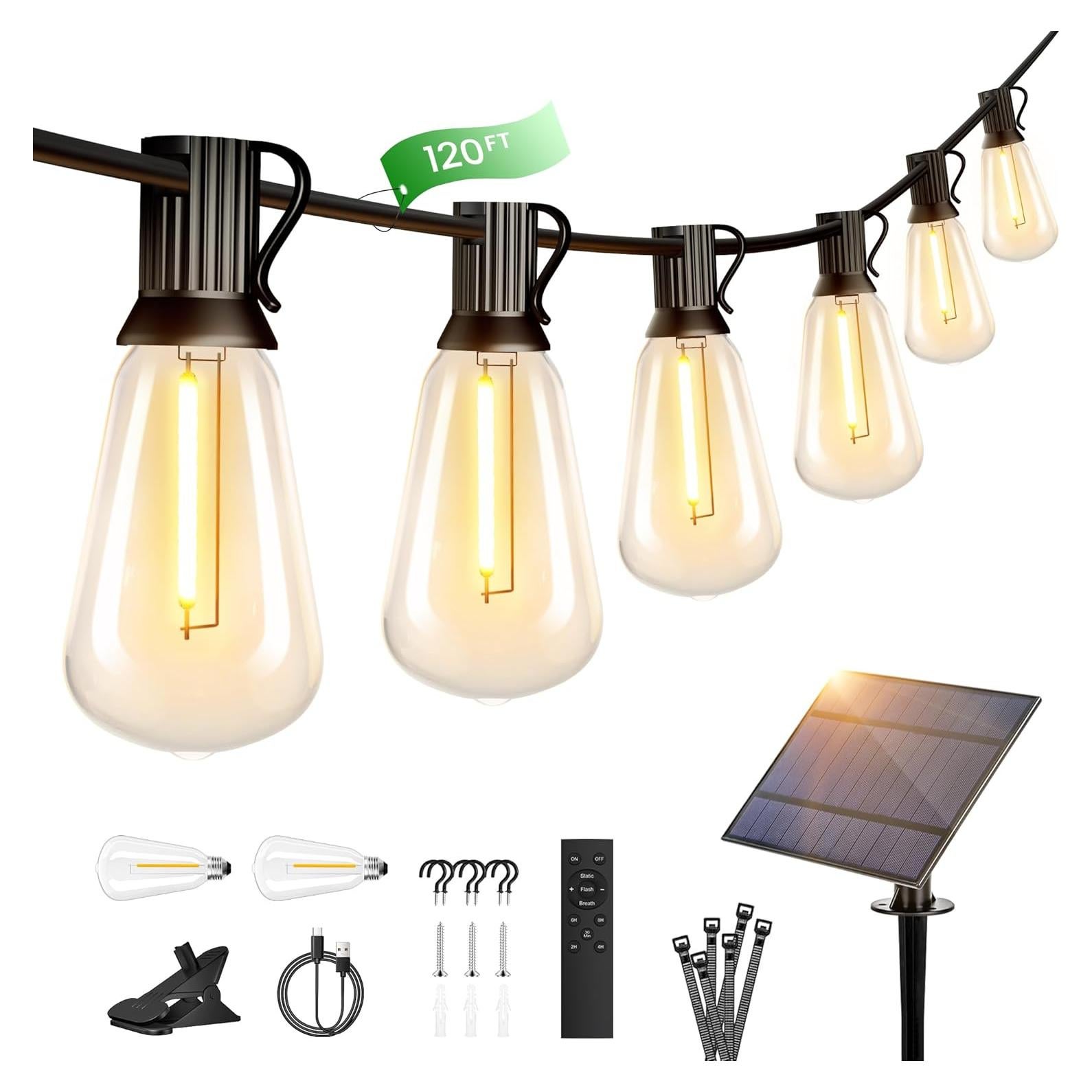 Luces de Cadena Solares OHLUX 36.576M con Control Remoto 2200K