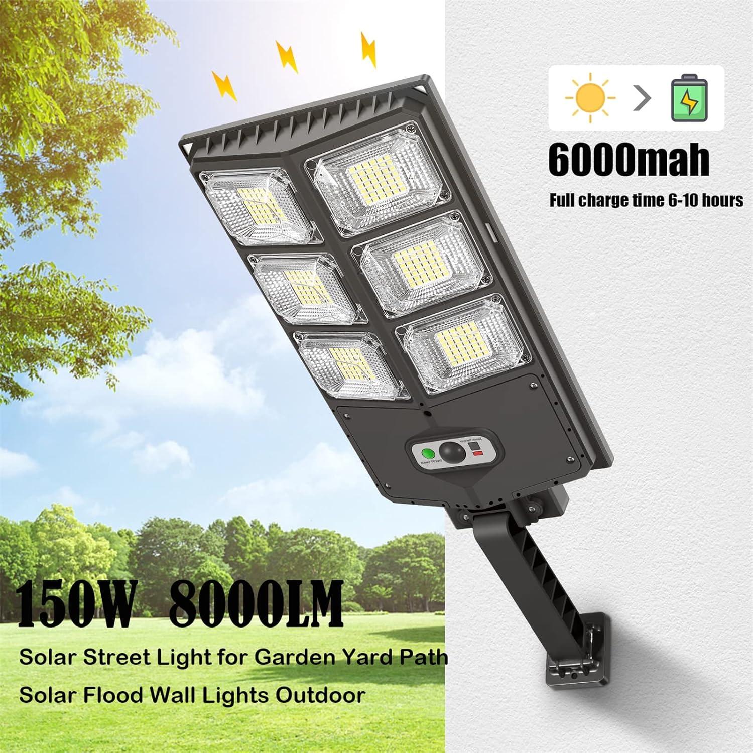 Luces Solares LED 150W GORLDE 8000LM con Sensor y Control Remoto