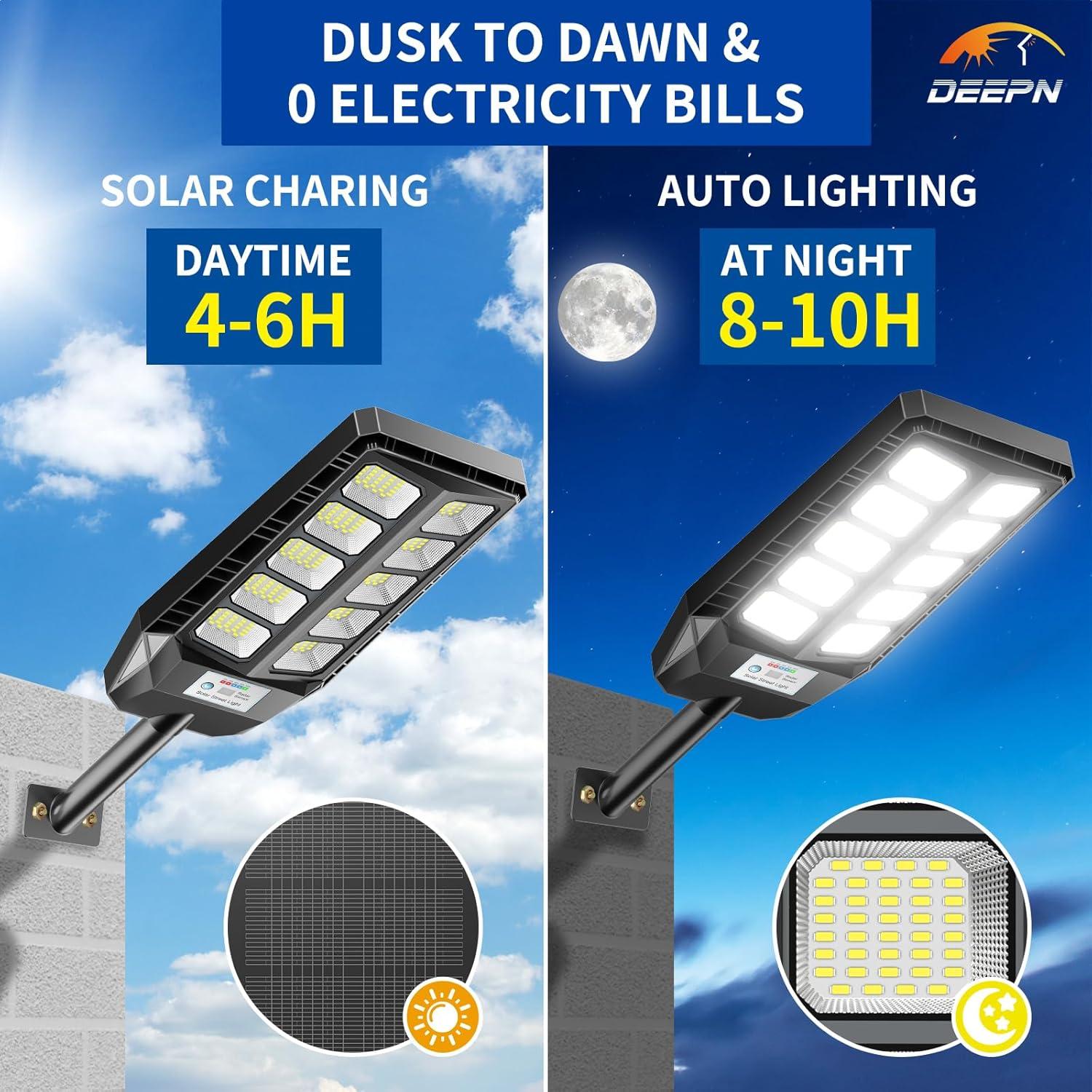 Luces Solares Exteriores Deepn IP66 con Sensor y Control Remoto