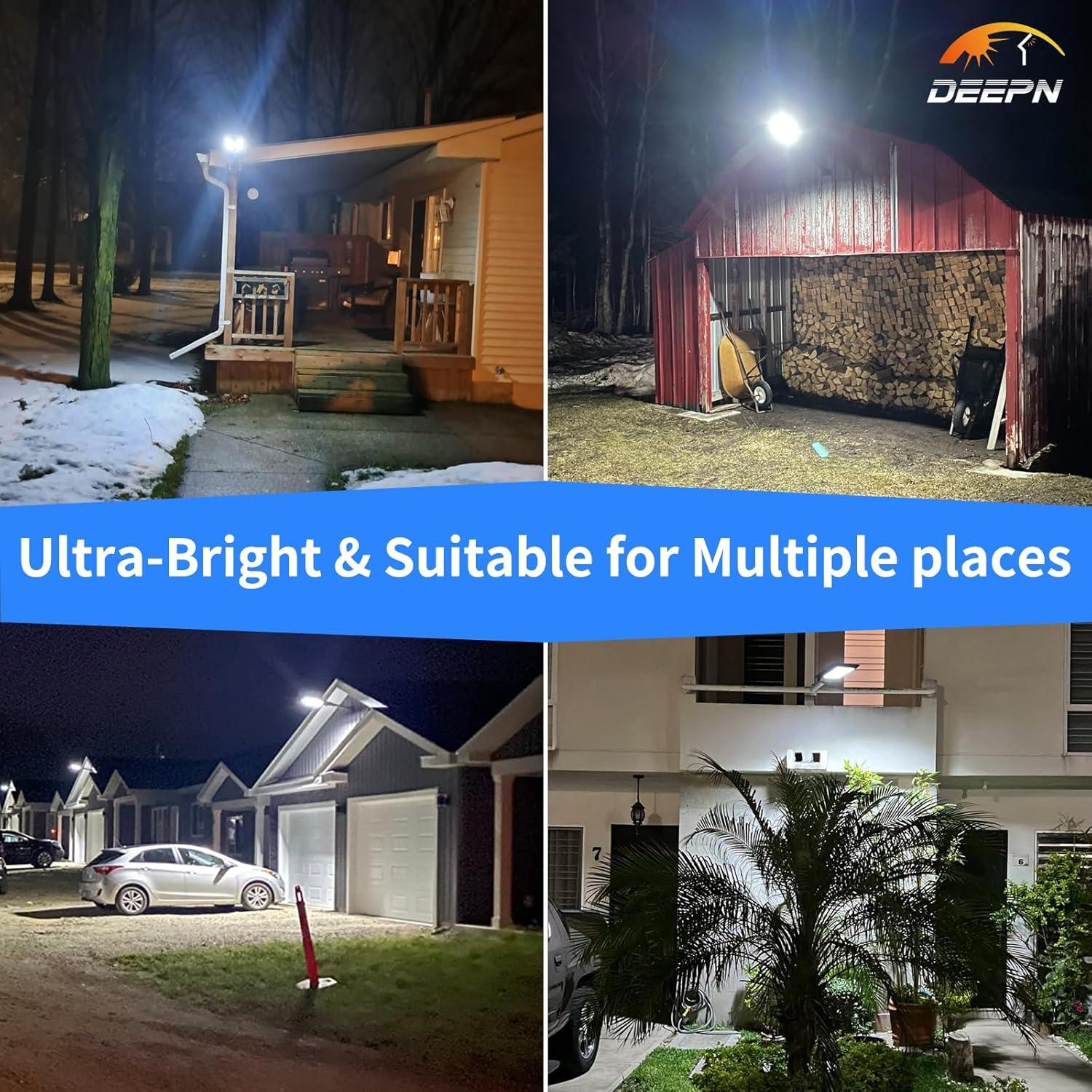 Luces Solares Exteriores Deepn IP66 con Sensor y Control Remoto