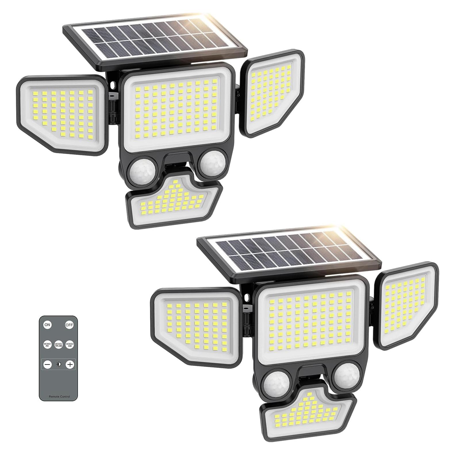 Luces Solares Exteriores Onforu 3000LM 4 Cabezas IP65