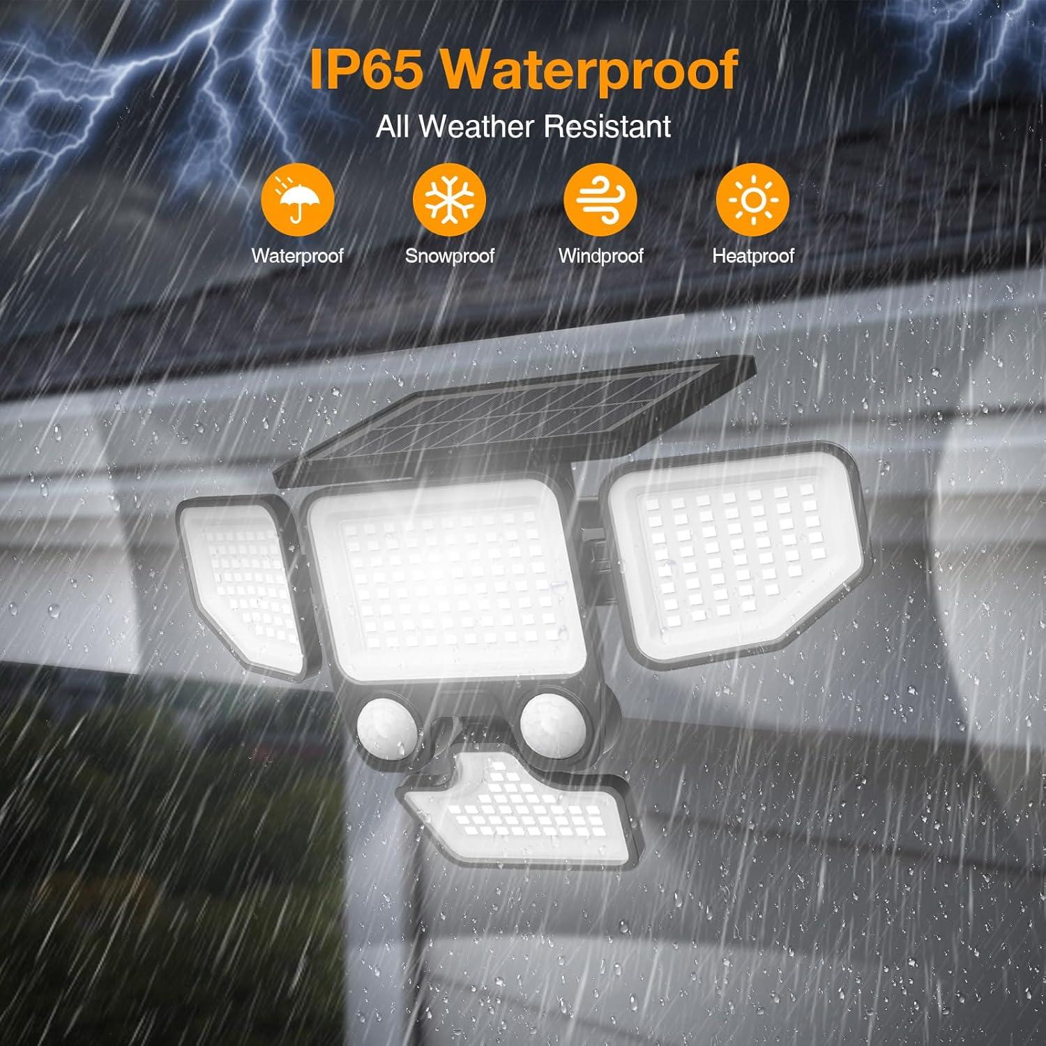 Luces Solares Exteriores Onforu 3000LM 4 Cabezas IP65