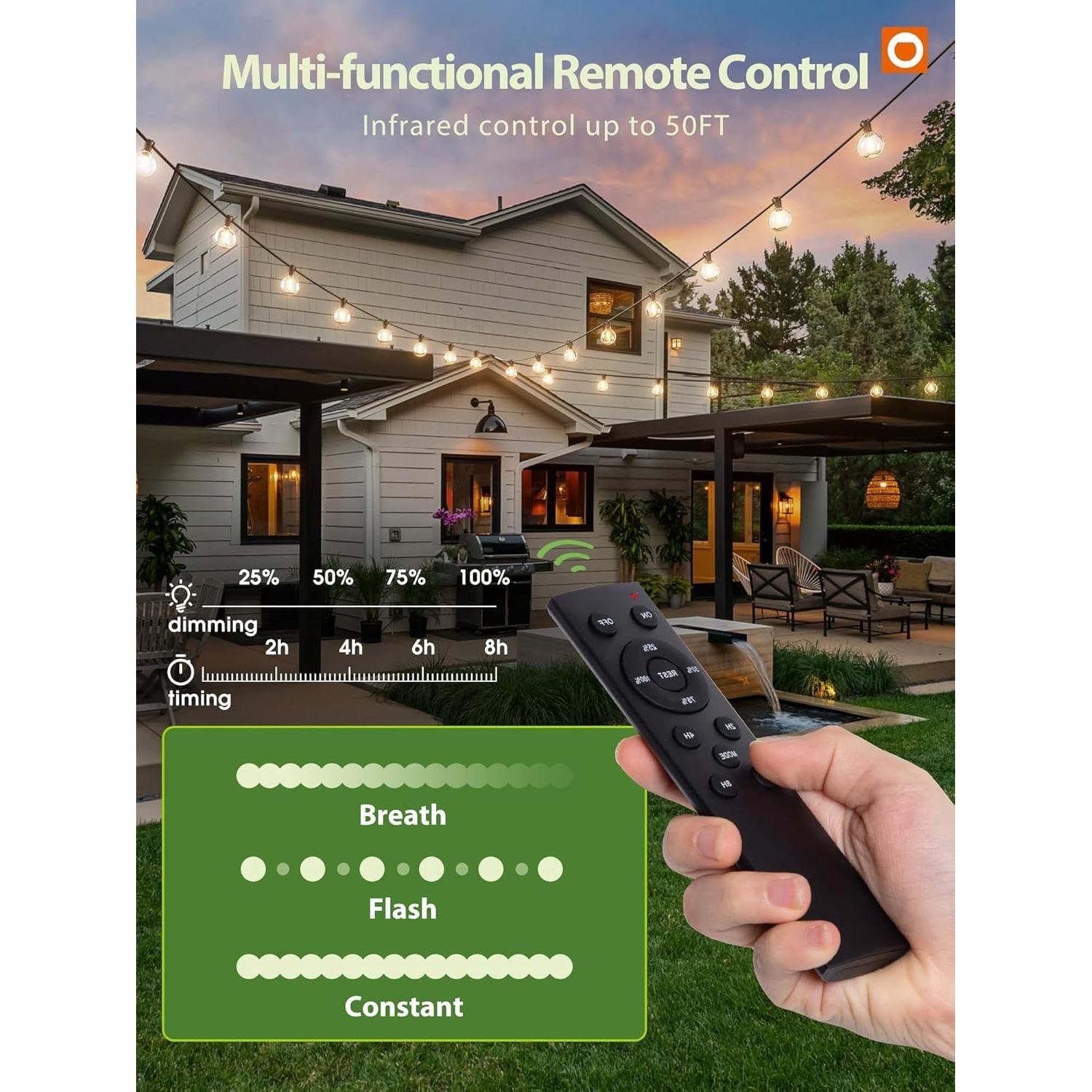 Luces de Cadena Solares Addlon 15.24m G50 LED Impermeables