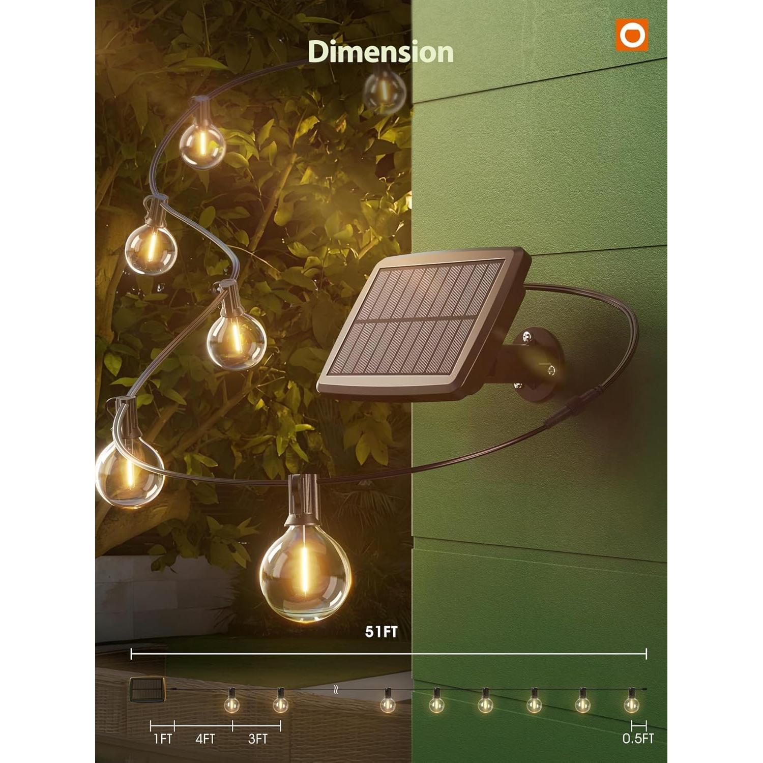 Luces de Cadena Solares Addlon 15.24m G50 LED Impermeables