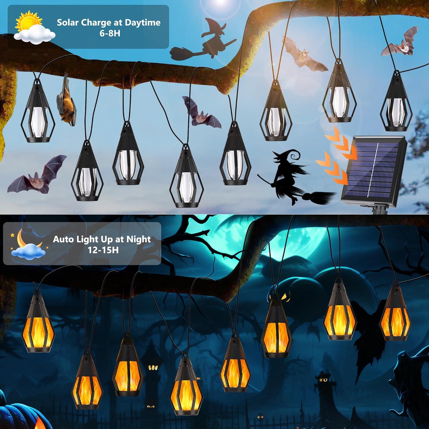 Luces de Cadena Solares Halloween Jnaurb 6.4m 10 Bombillas LED