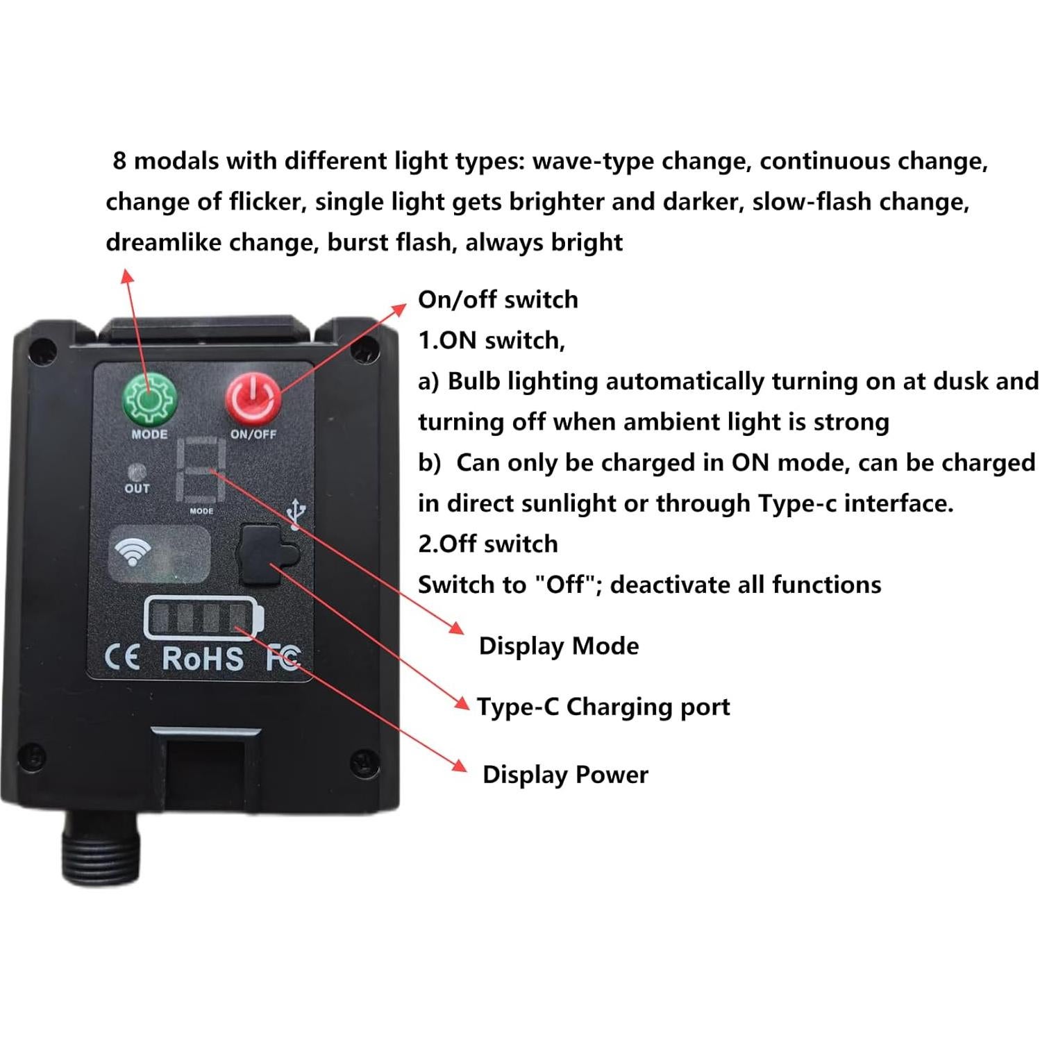 Luces de Cadena LED Solares xitubal 11.28m 15 Bombillas IP65