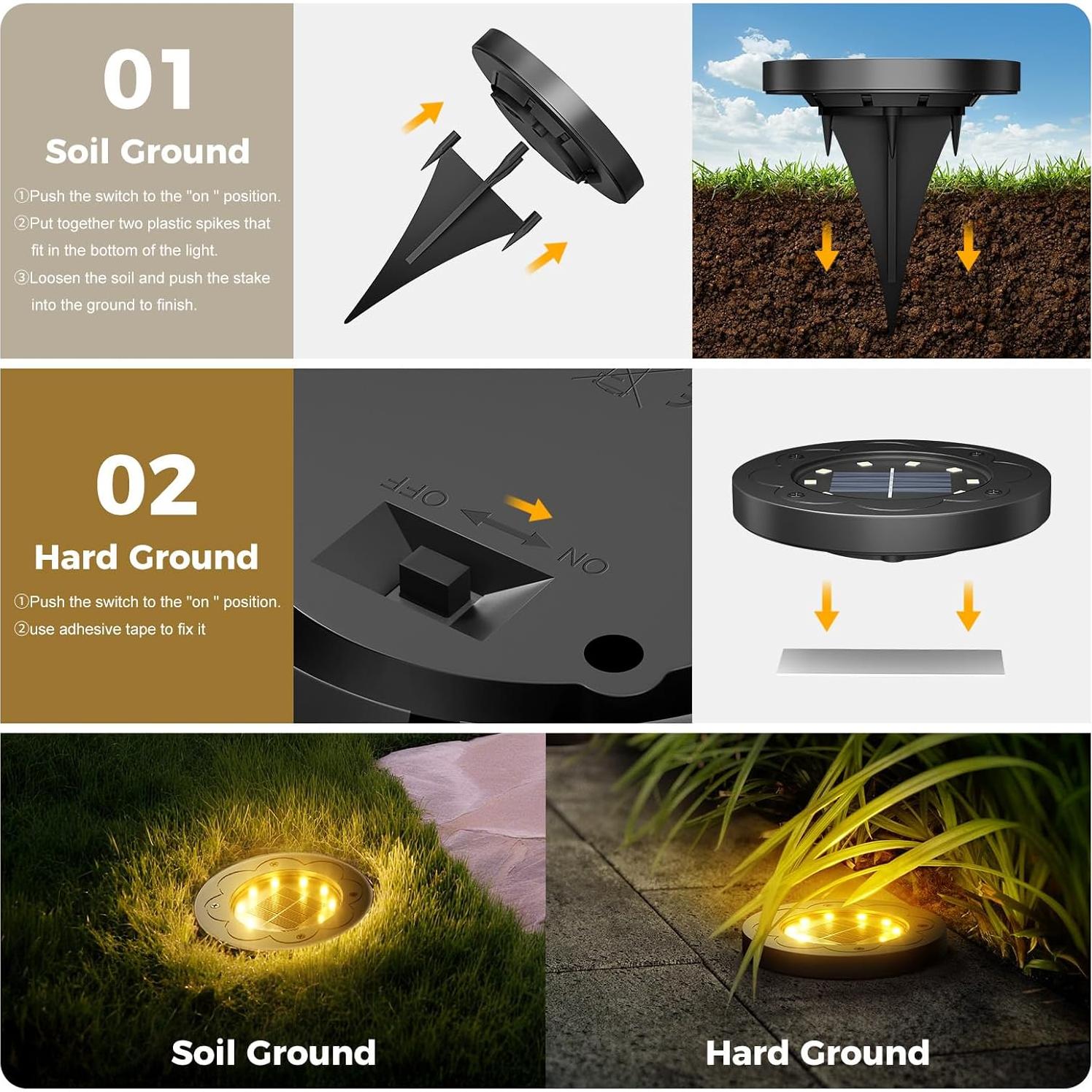 Luces Solares Brightown 12 Paquetes LED Empotradas Jardín