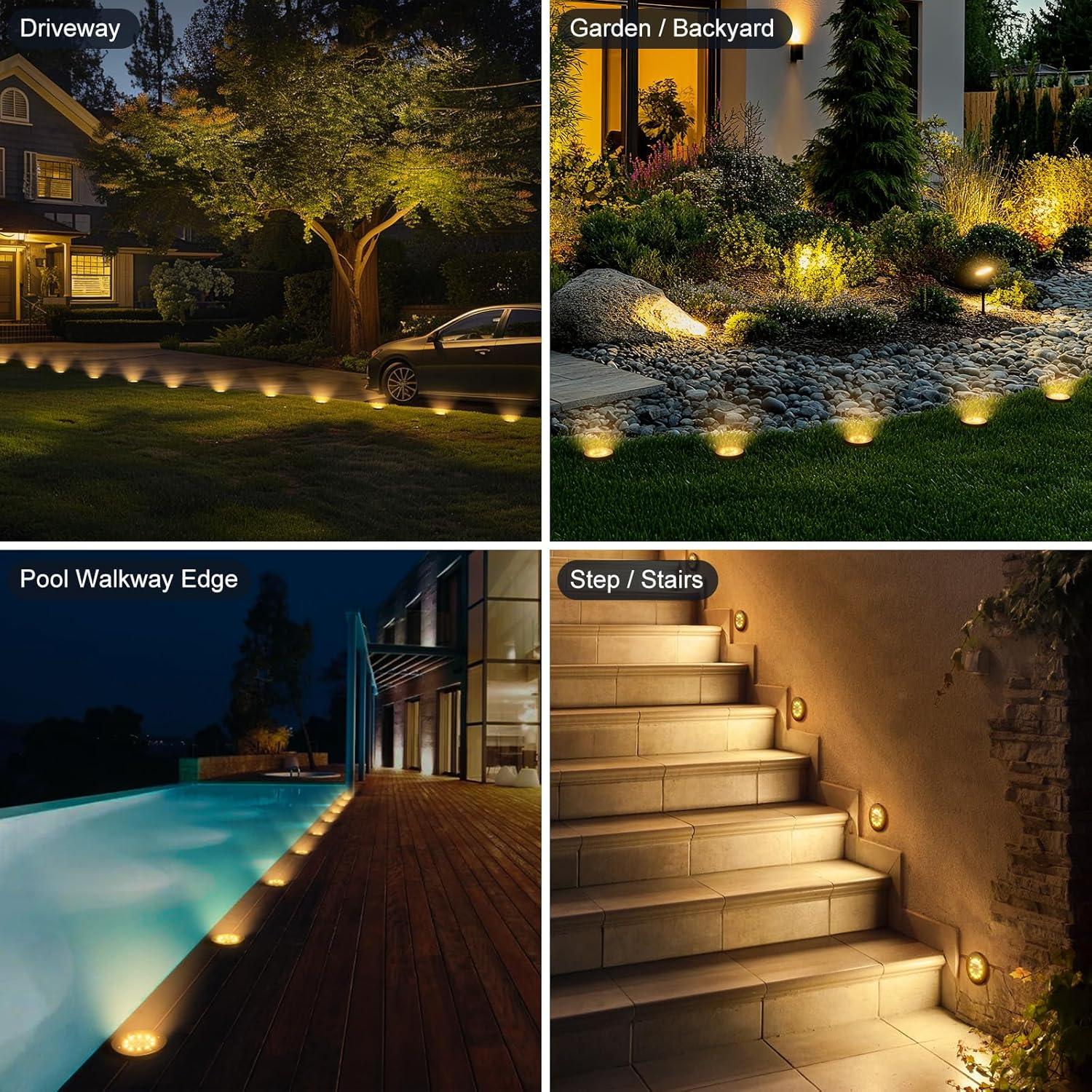 Luces Solares Brightown 12 Paquetes LED Empotradas Jardín