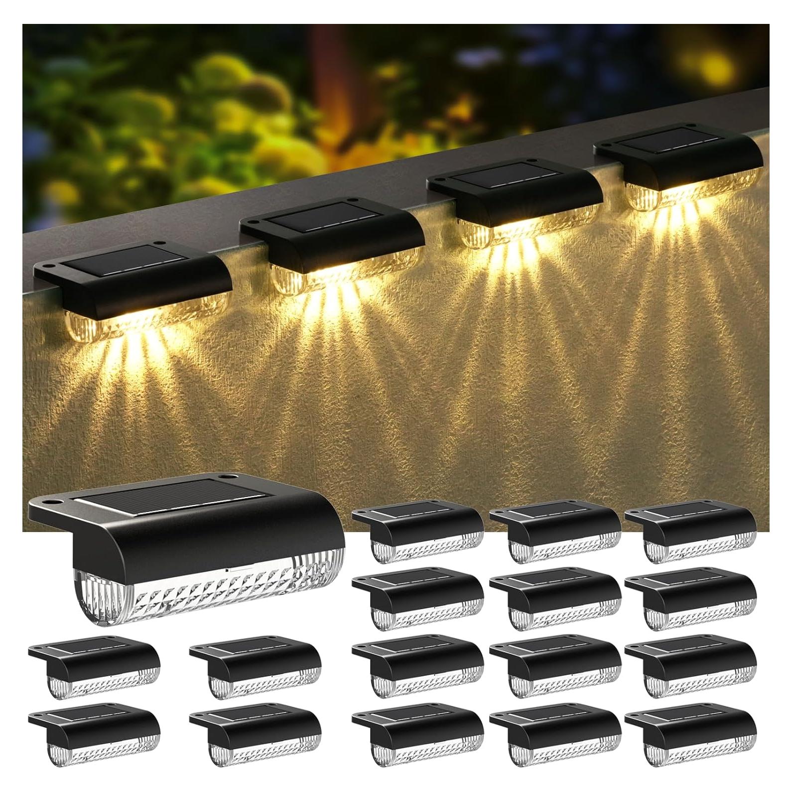 Luces de Escalera Solares Mancra 16 Piezas IP44 Blanco Cálido