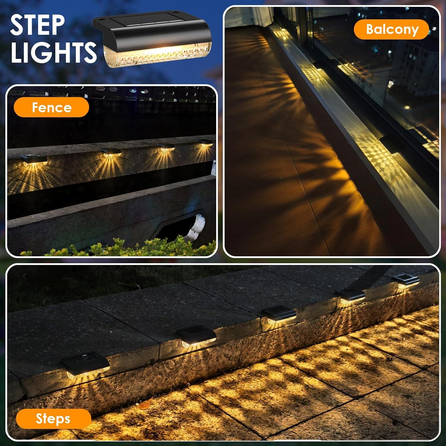 Luces de Escalera Solares Mancra 16 Piezas IP44 Blanco Cálido