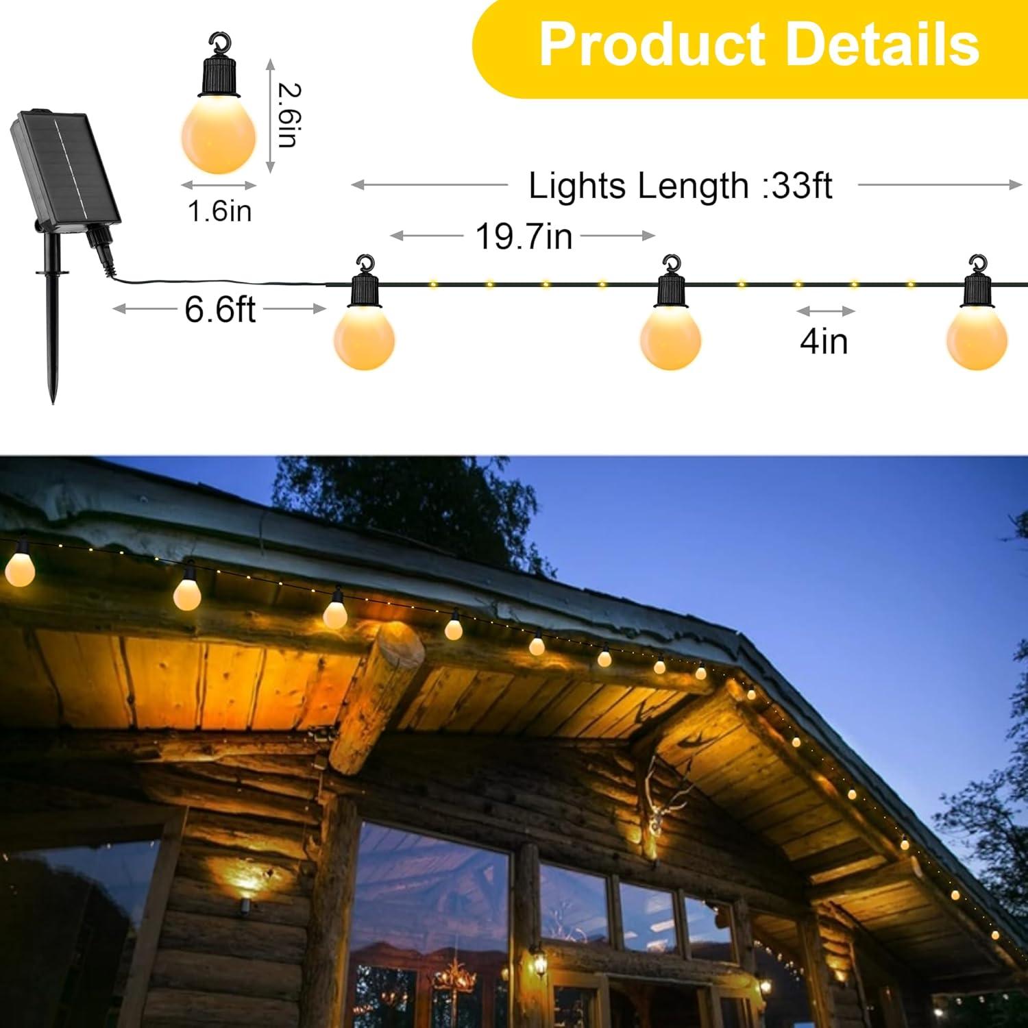 Luces de Navidad Solar LERTDAI 10m 100 LED Control Remoto IP65