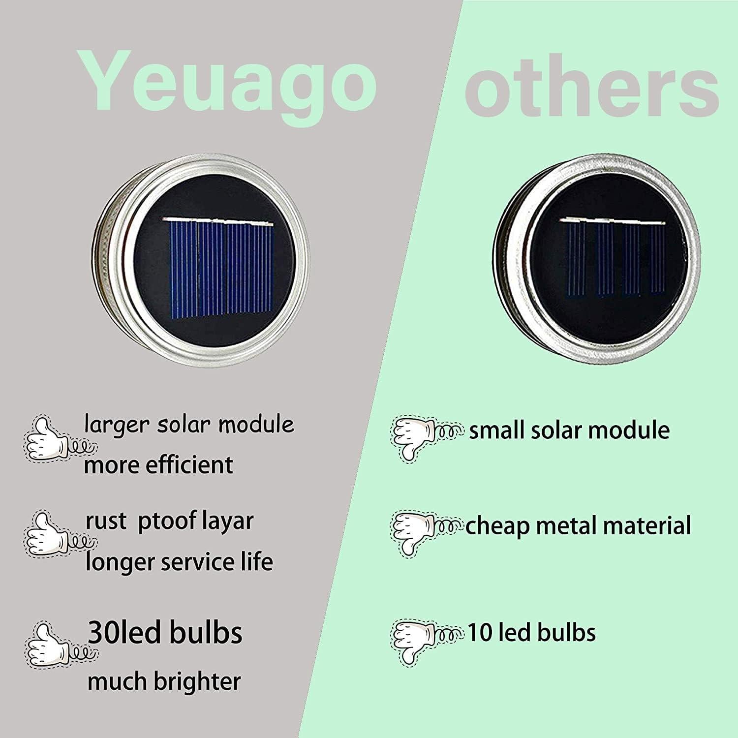 Paquete de 12 luces LED solares para frascos de vidrio - Yeuago