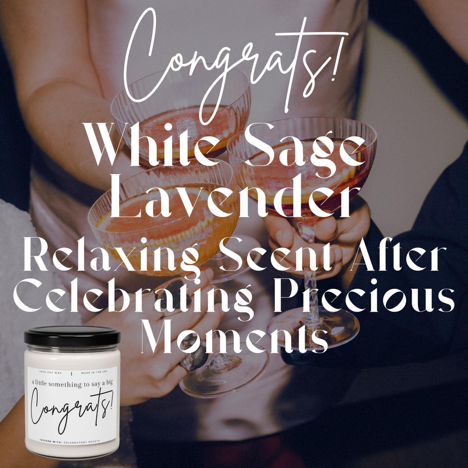 Vela de Felicitaciones Salvia Blanca y Lavanda 255g - Cera de Soja