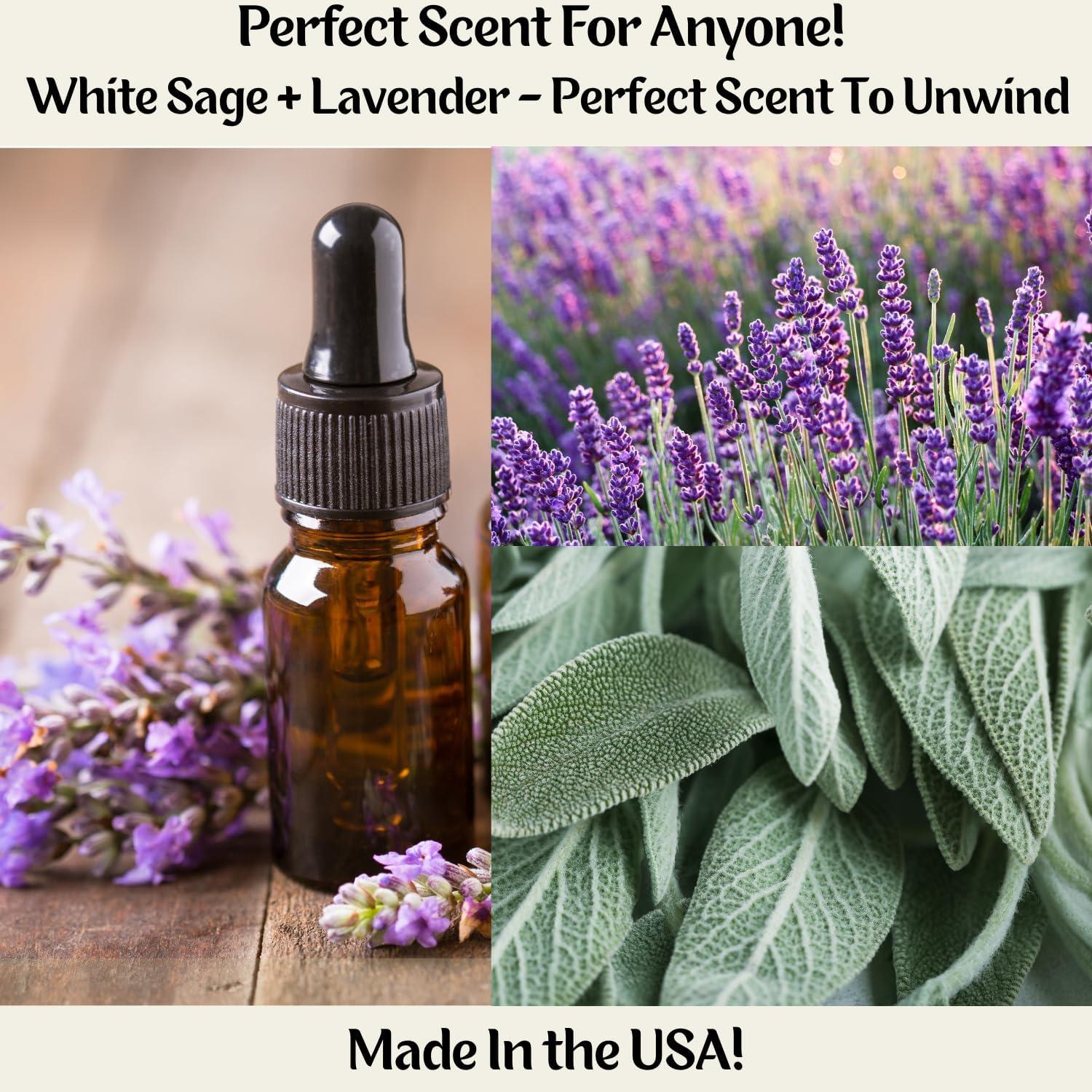 Vela de Felicitaciones Salvia Blanca y Lavanda 255g - Cera de Soja