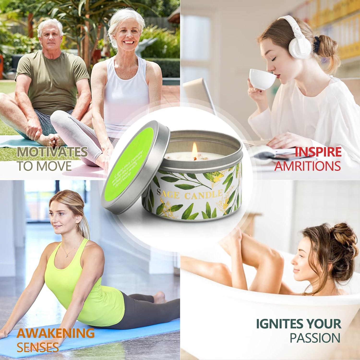 Set de 4 Velas Aromáticas de Salvia Pura Gisly - Cera de Soja