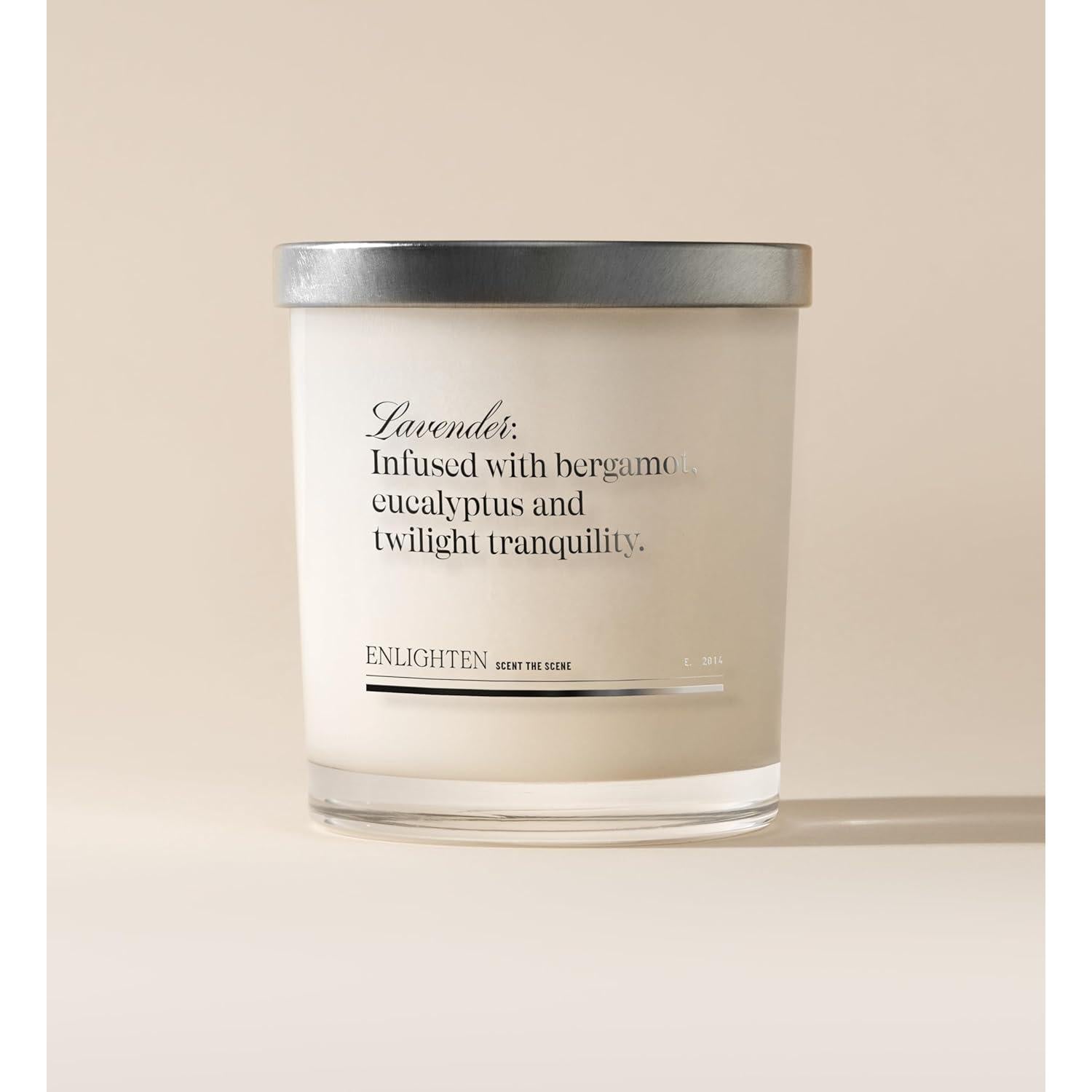 Vela de Soja Aromática Enlighten 12oz - Lavanda, Bergamota, Eucalipto