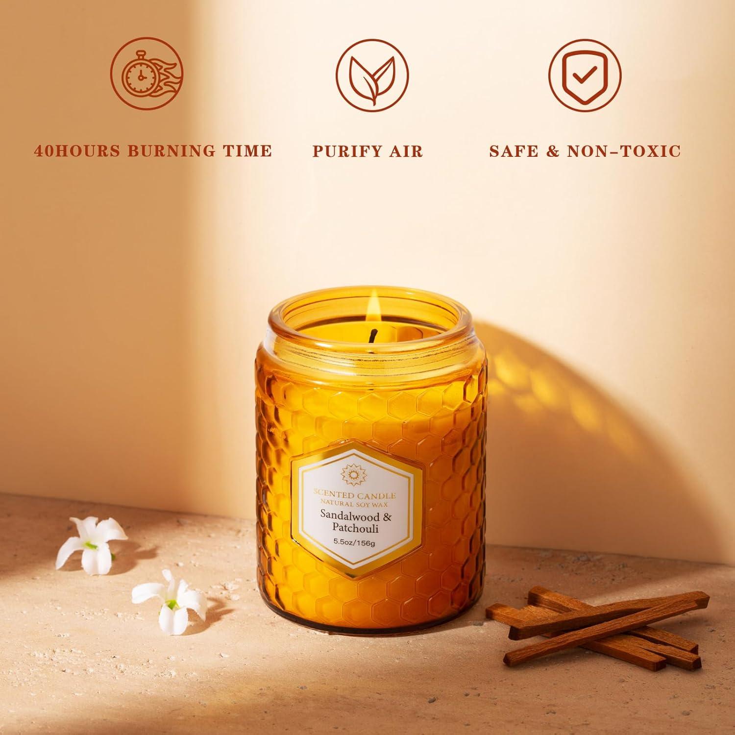 6 Velas Aromáticas de Soja Natural Amber - 240 Horas